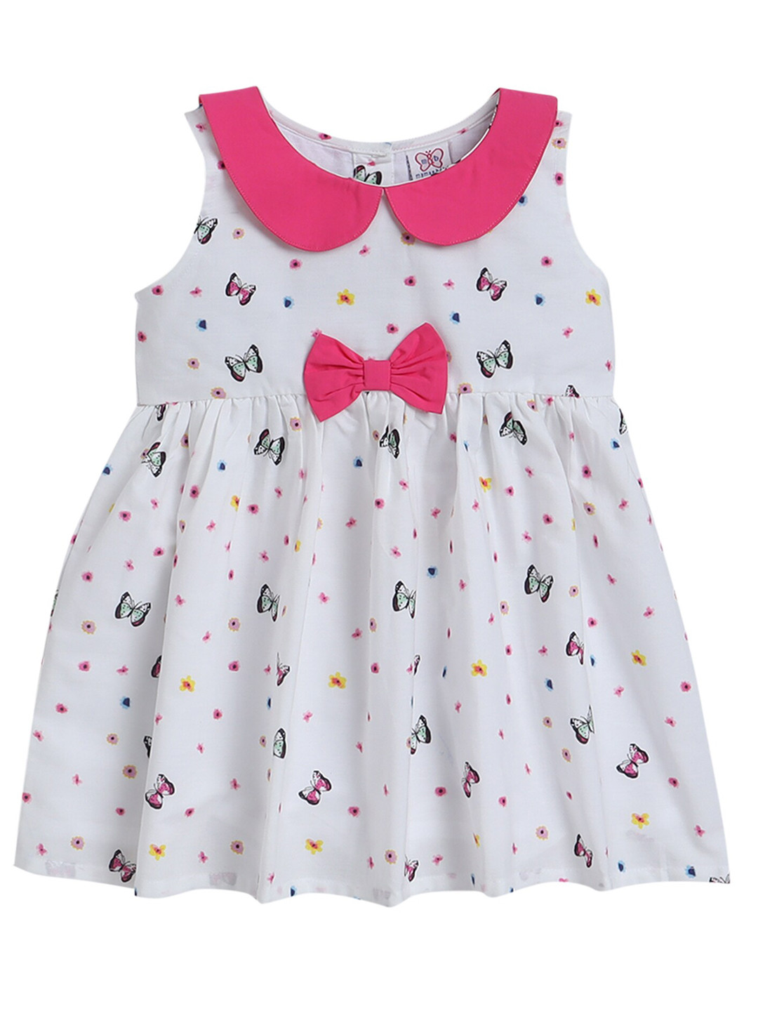 mama & bebe Infant Conversational Printed Peter Pan Collar Sleeveless A-Line Dress