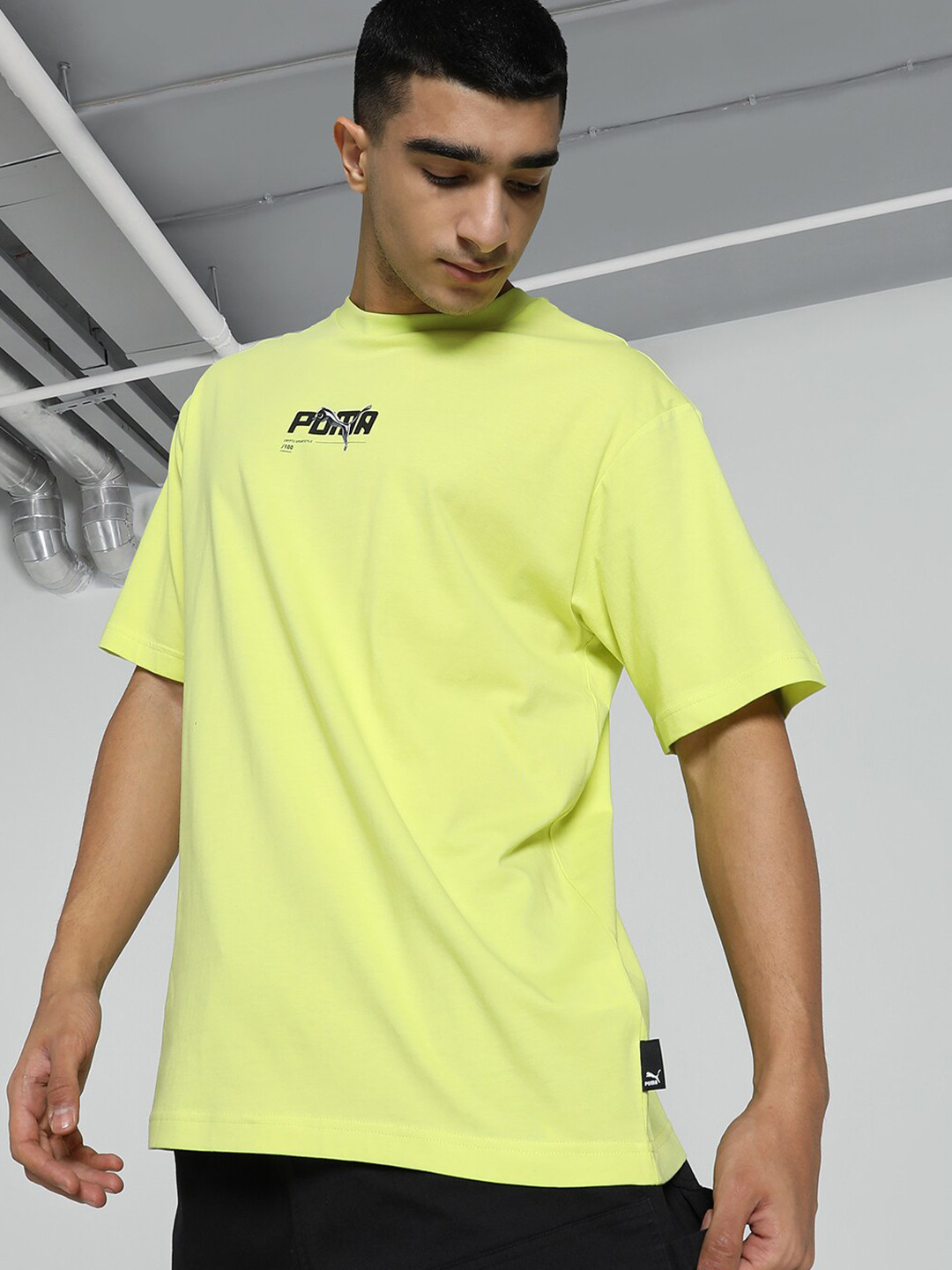 Puma Graphics Chrome Cat Relaxed Fit Crew Neck Graphic Printed Cotton T-shirt