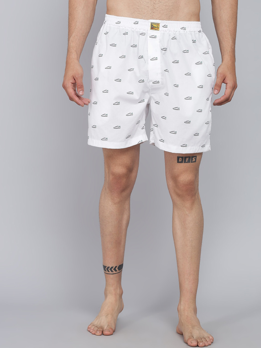 SEPHANI Printed Cotton Boxer BX-SHOE-WHT-M