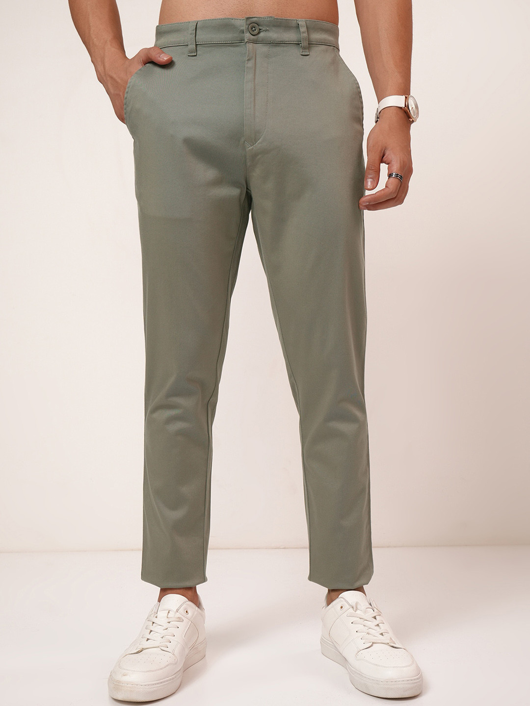 HIGHLANDER Premium Satin Chino Tapered Fit Trousers