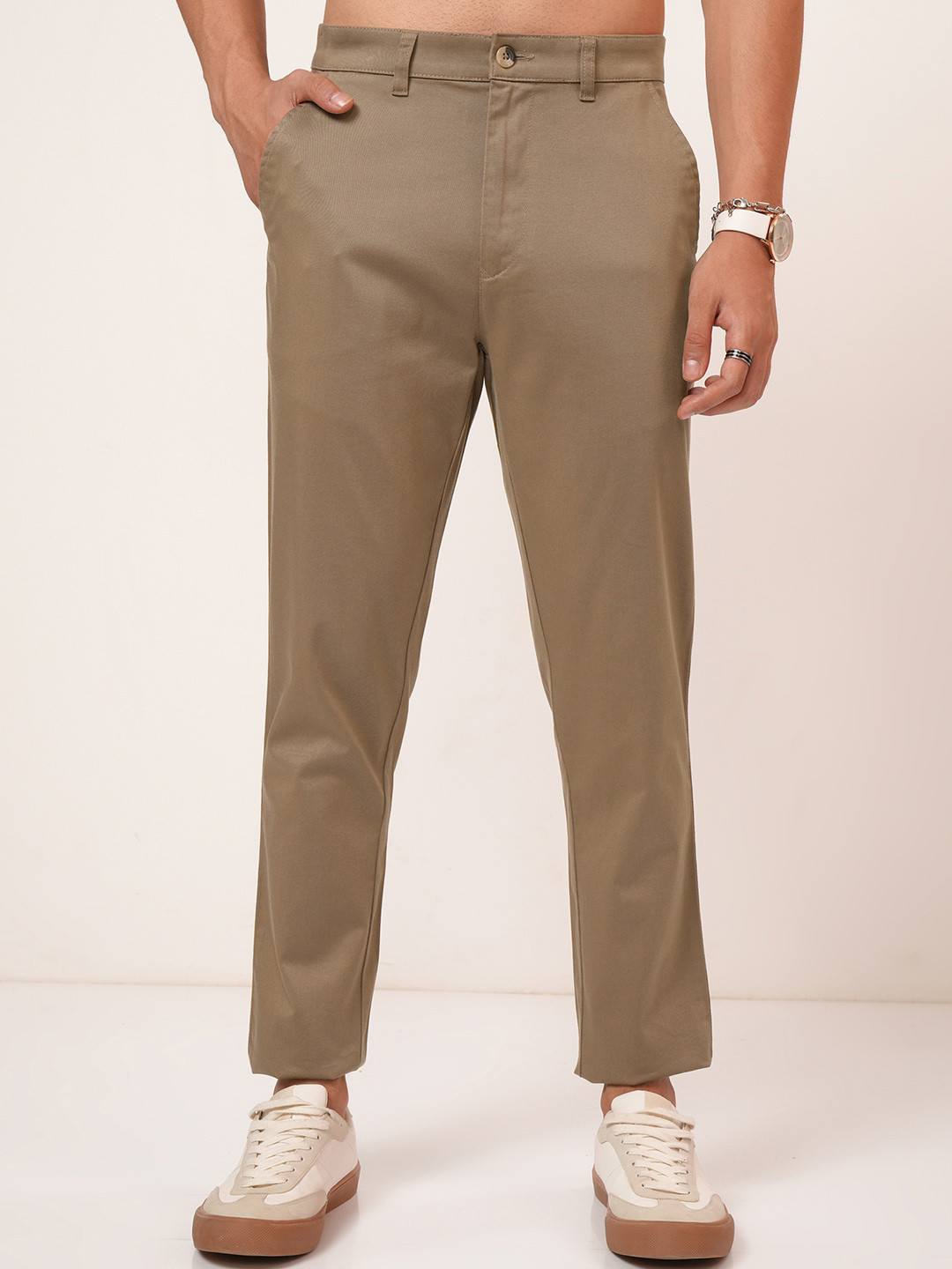 HIGHLANDER Premium Satin Chino Tapered Fit Trousers