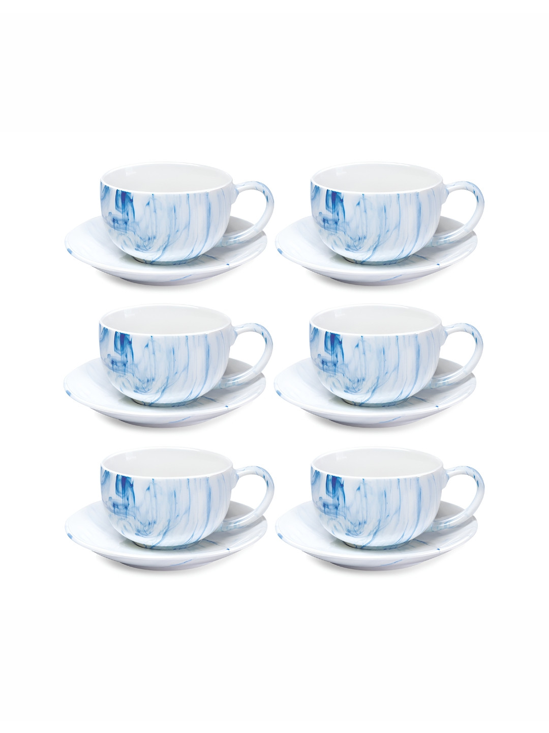 Treo Set of 12 Blue Marble Cup & Saucer