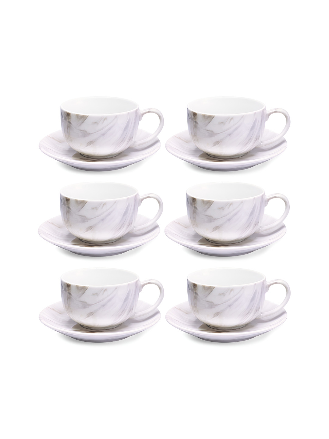 Treo Set of 12 Marble Grey Marble Cup and Saucer