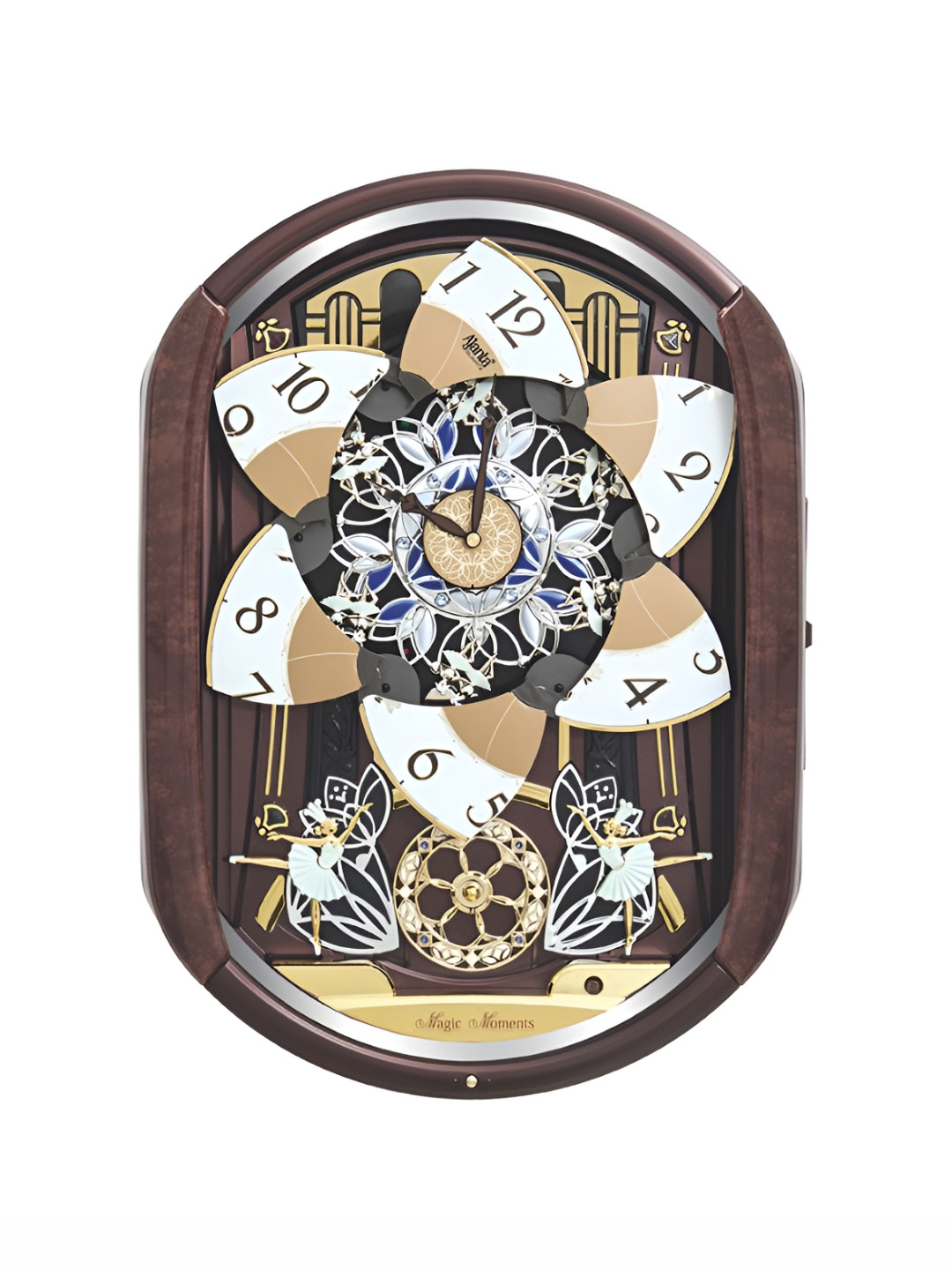 Ajanta Swarovski Diamonds Brown Glass Large Display Rectangle Battery Analogue Wall Clock