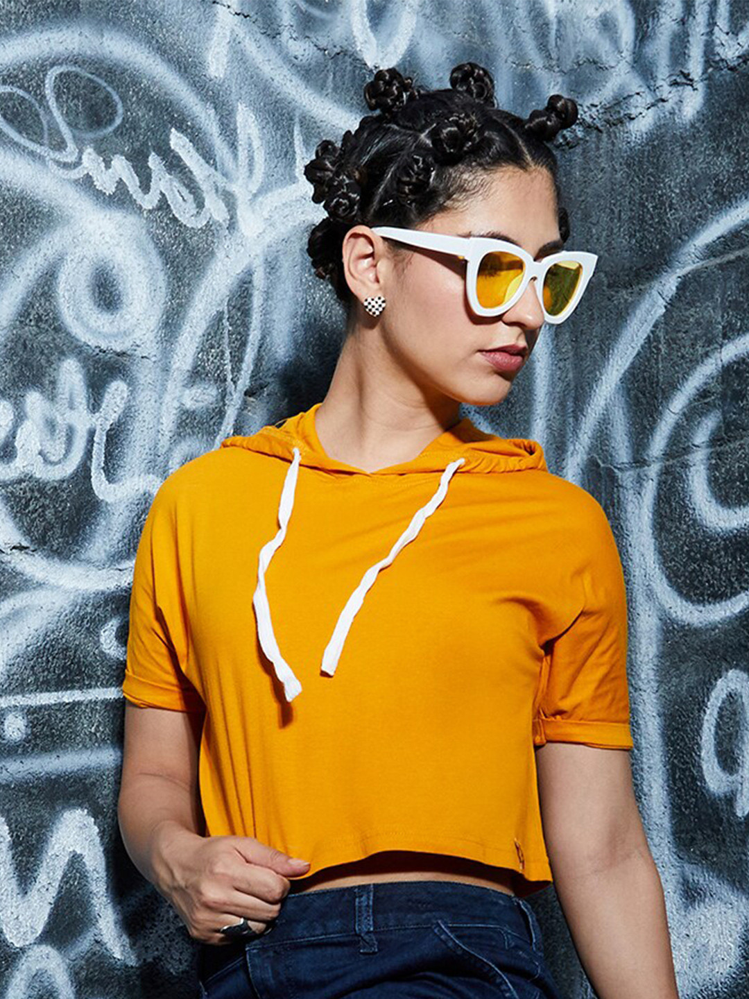 Campus Sutra Hood Casual Crop Top