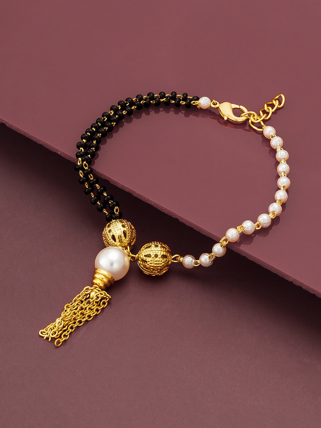 LUMIERE JEWEL Gold-Plated Beaded Link Bracelet