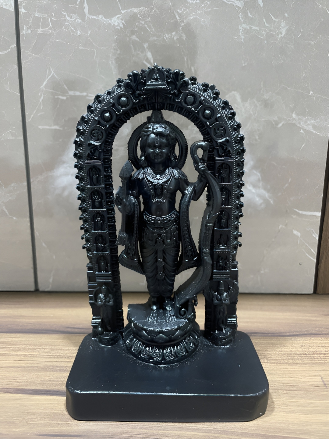 Navyaksh Ram Lalla 3D Black Polyresin Matte Prayer Room Small Showpiece - 3.1 Inches