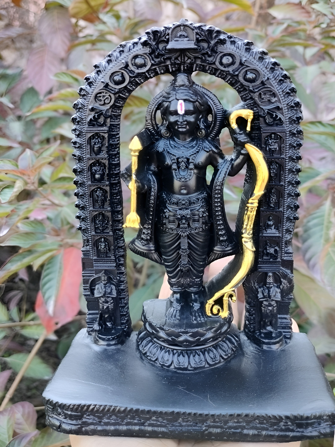 Navyaksh Ram Lalla Black Polyresin Glossy Prayer Room Small Showpiece - 3.1 Inches