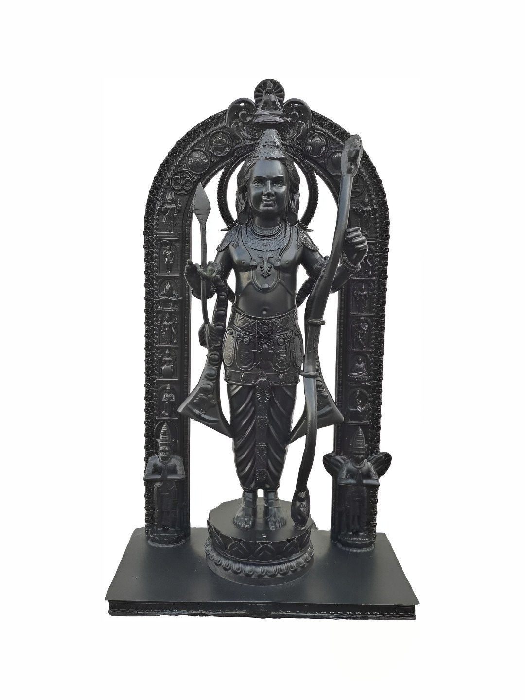 Navyaksh Ram Lalla Black Polyresin Glossy Prayer Room 3D Small Showpiece - 7.1 Inches