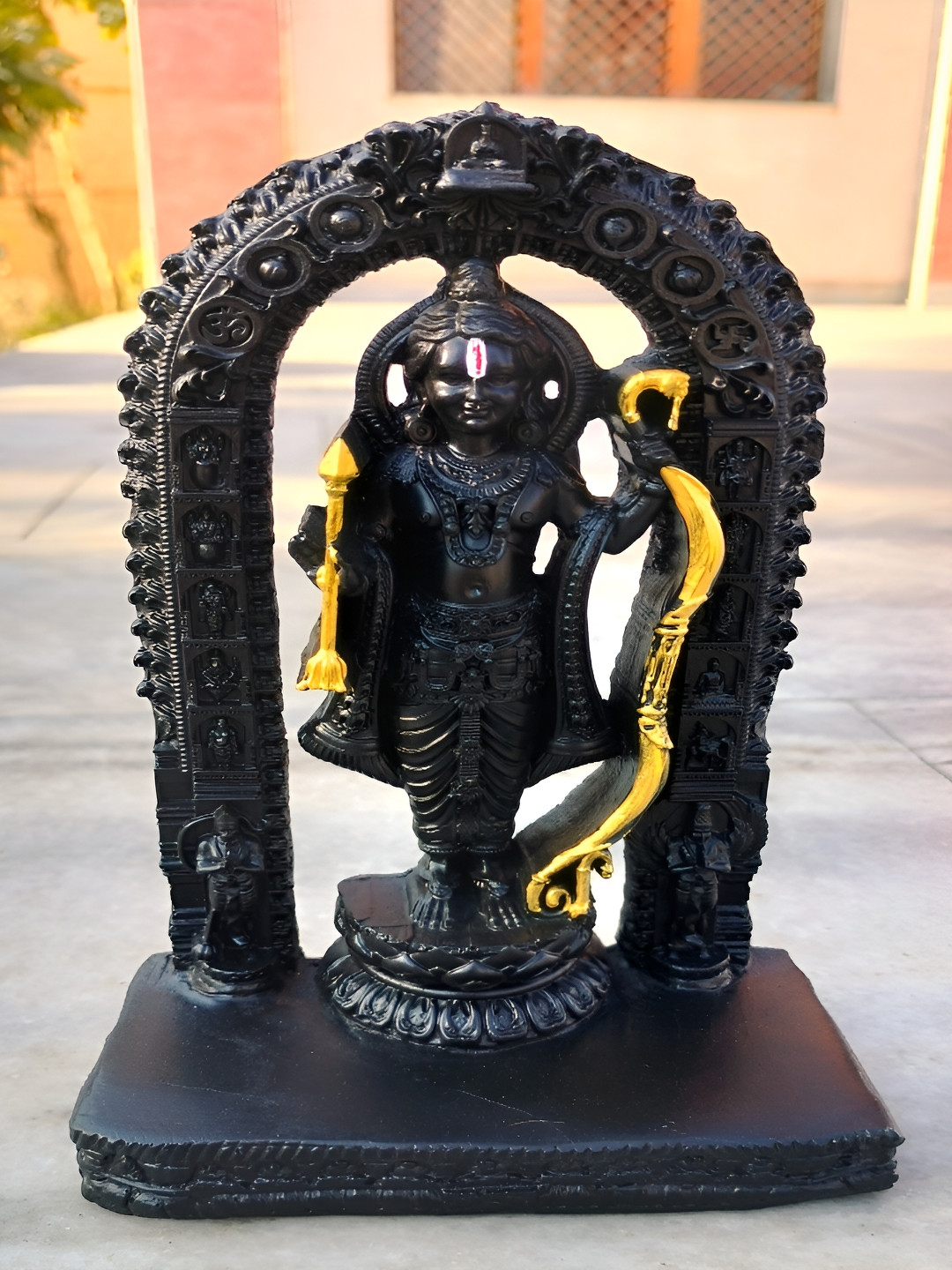 Navyaksh Ram Lalla Black Polyresin Glossy Prayer Room Small Showpiece - 2.4 Inches