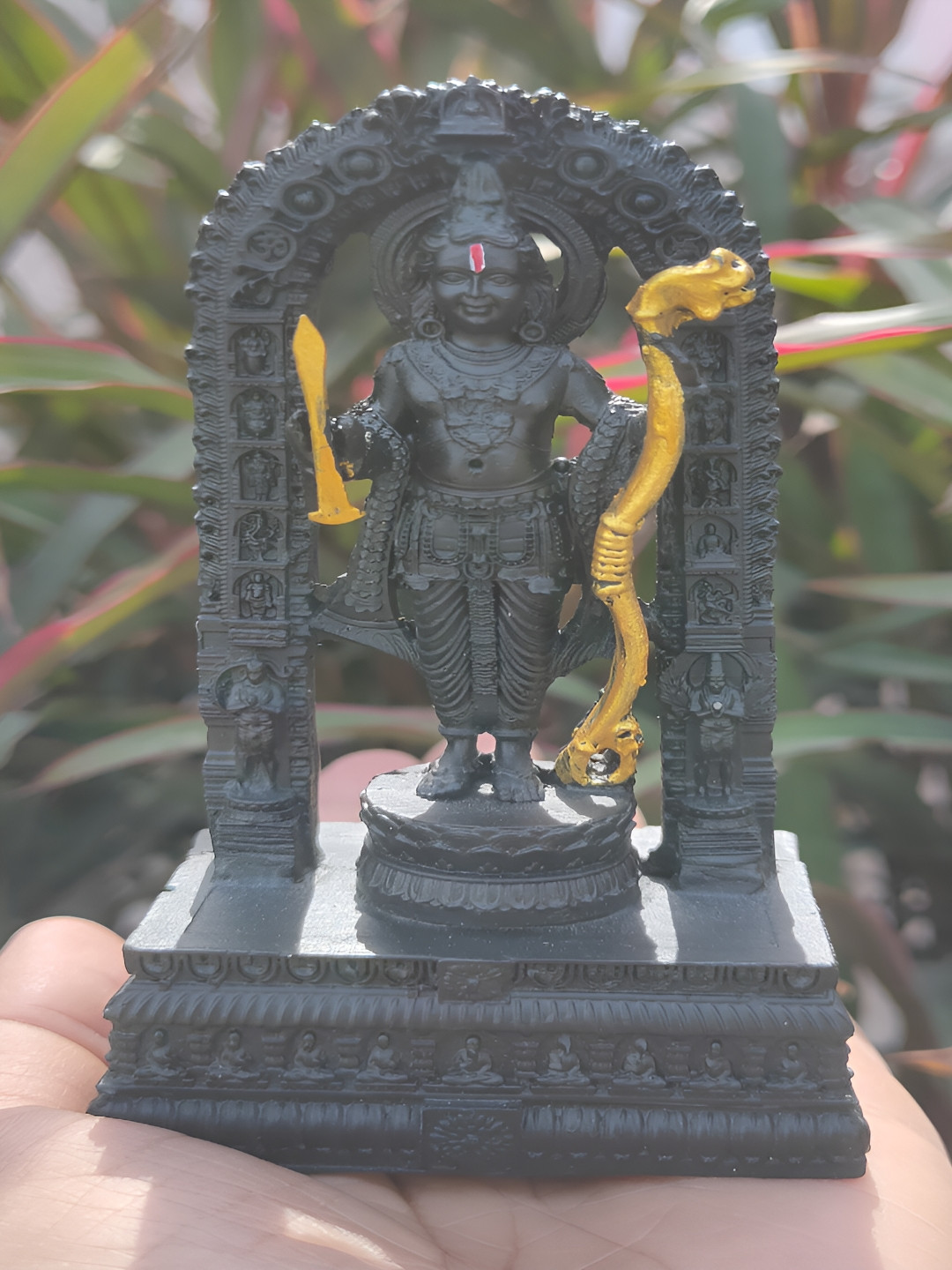 Navyaksh Ram Lalla Black Polyresin Matte Prayer Room Small Showpiece - 2.4 Inches