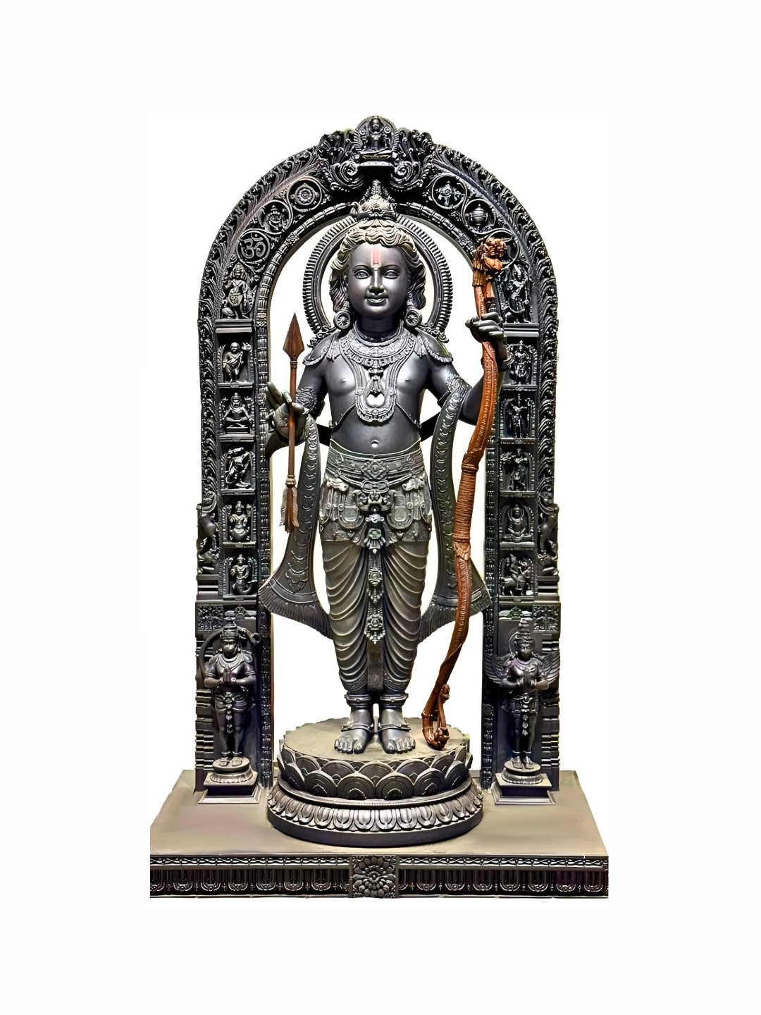 Navyaksh Ram Lalla Ayodhya Black Polyresin Matte Prayer Room Small Showpiece - 2.4 Inches