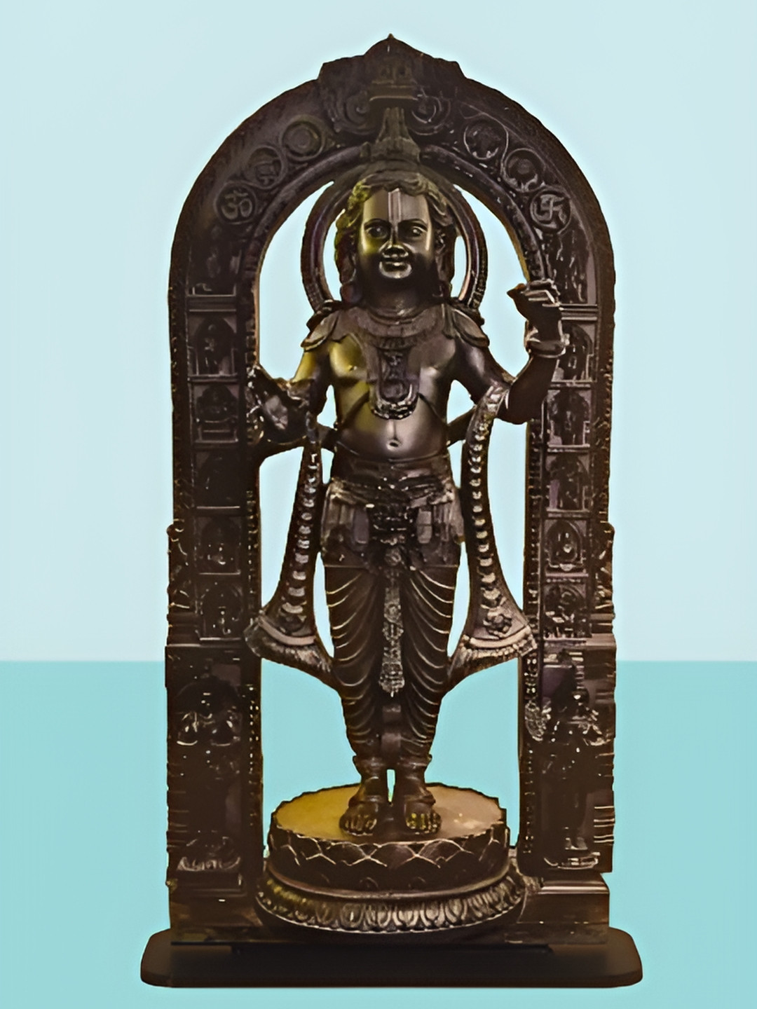 Navyaksh Shree Ram Lalla Ji Black Polyresin Glossy Prayer Room Small Showpiece - 2.4 Inches