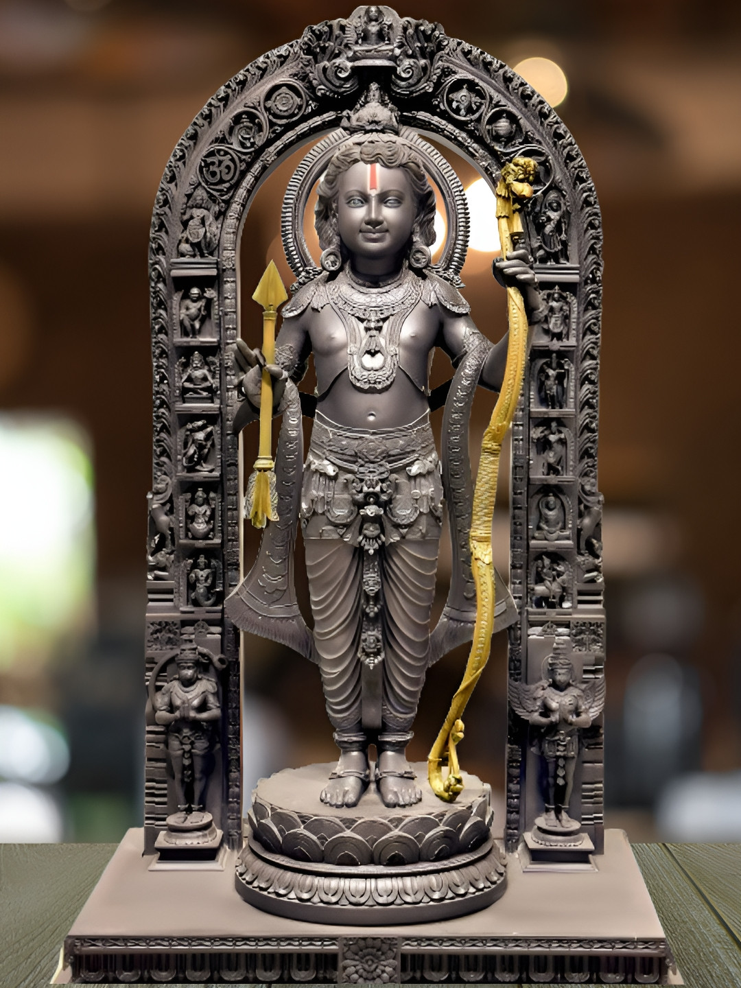 Navyaksh Ram Lalla Black Polyresin Glossy Prayer Room Small Showpiece - 11.5 Inches