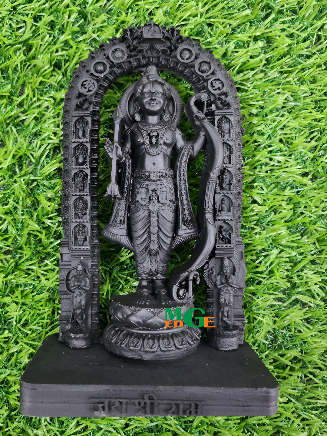 Navyaksh Ram Lalla Ayodhya Black Polyresin Matte Prayer Room Small Showpiece - 3.1 Inches