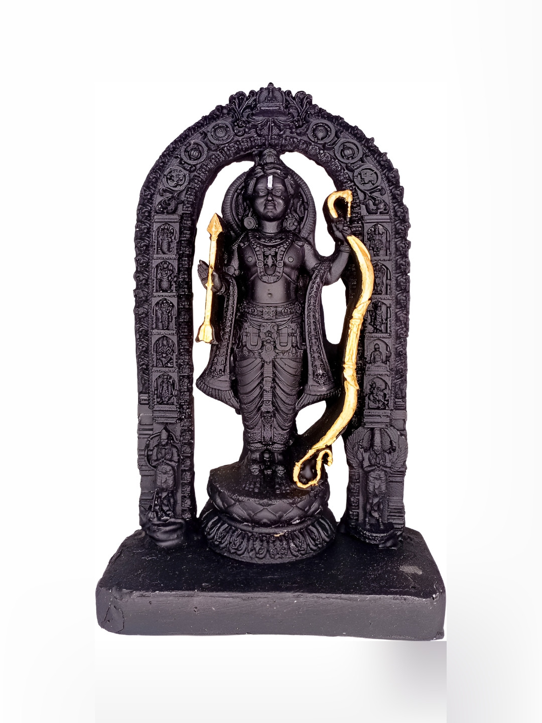 Navyaksh Ram Lalla Black Polyresin Natural Prayer Room Small Showpiece - 3.1 Inches