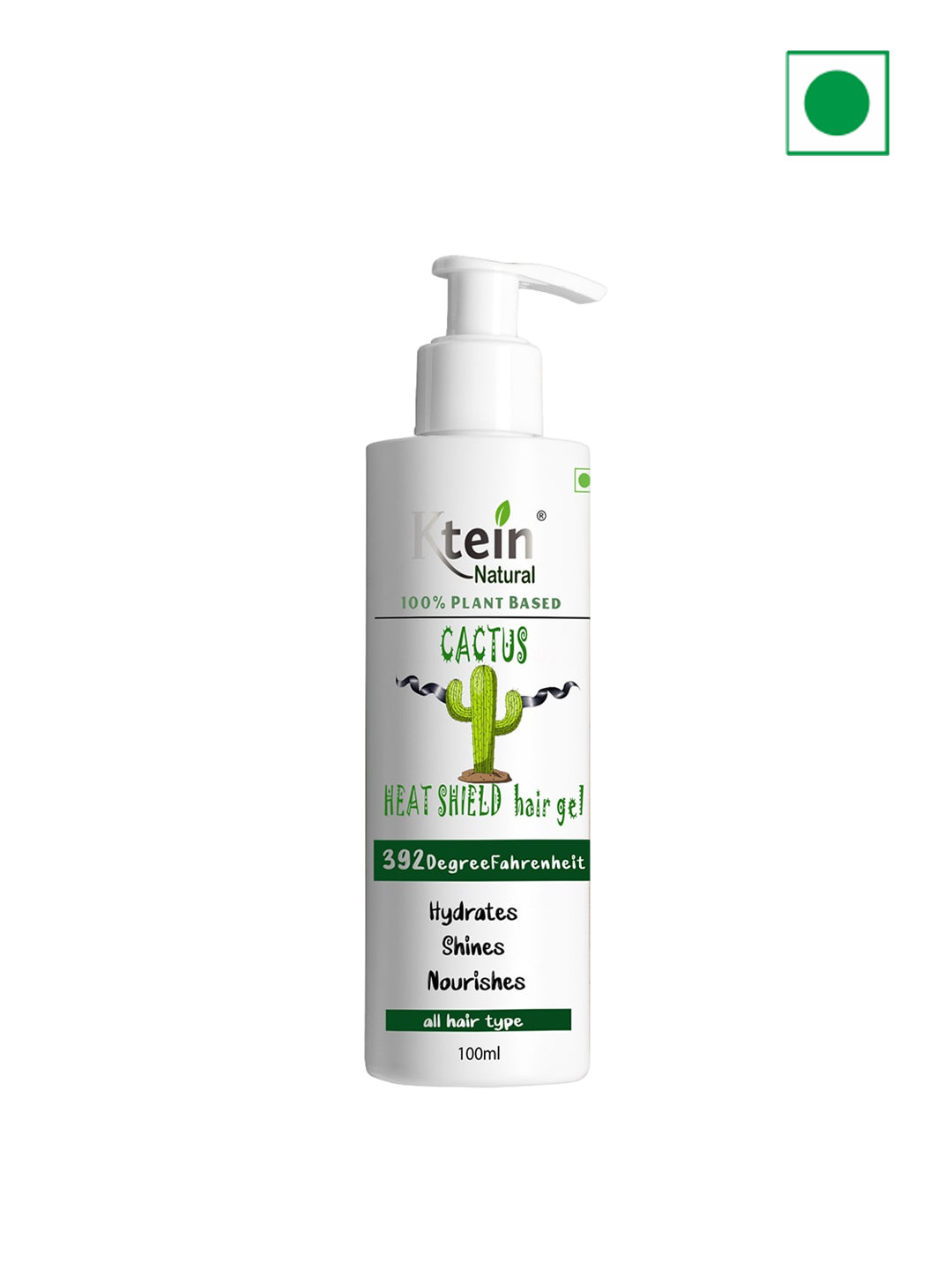 Ktein 100% Plant Based Cactus 392 Degree Fahrenheit Heat Shield Hair Gel - 100ml