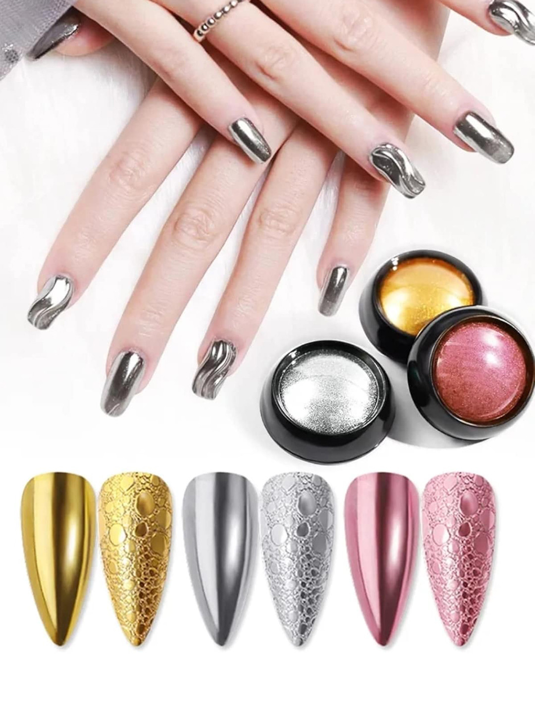 FEELHIGH Set Of 3 Mirror Effect Chrome Powder - 0.5 gm Each