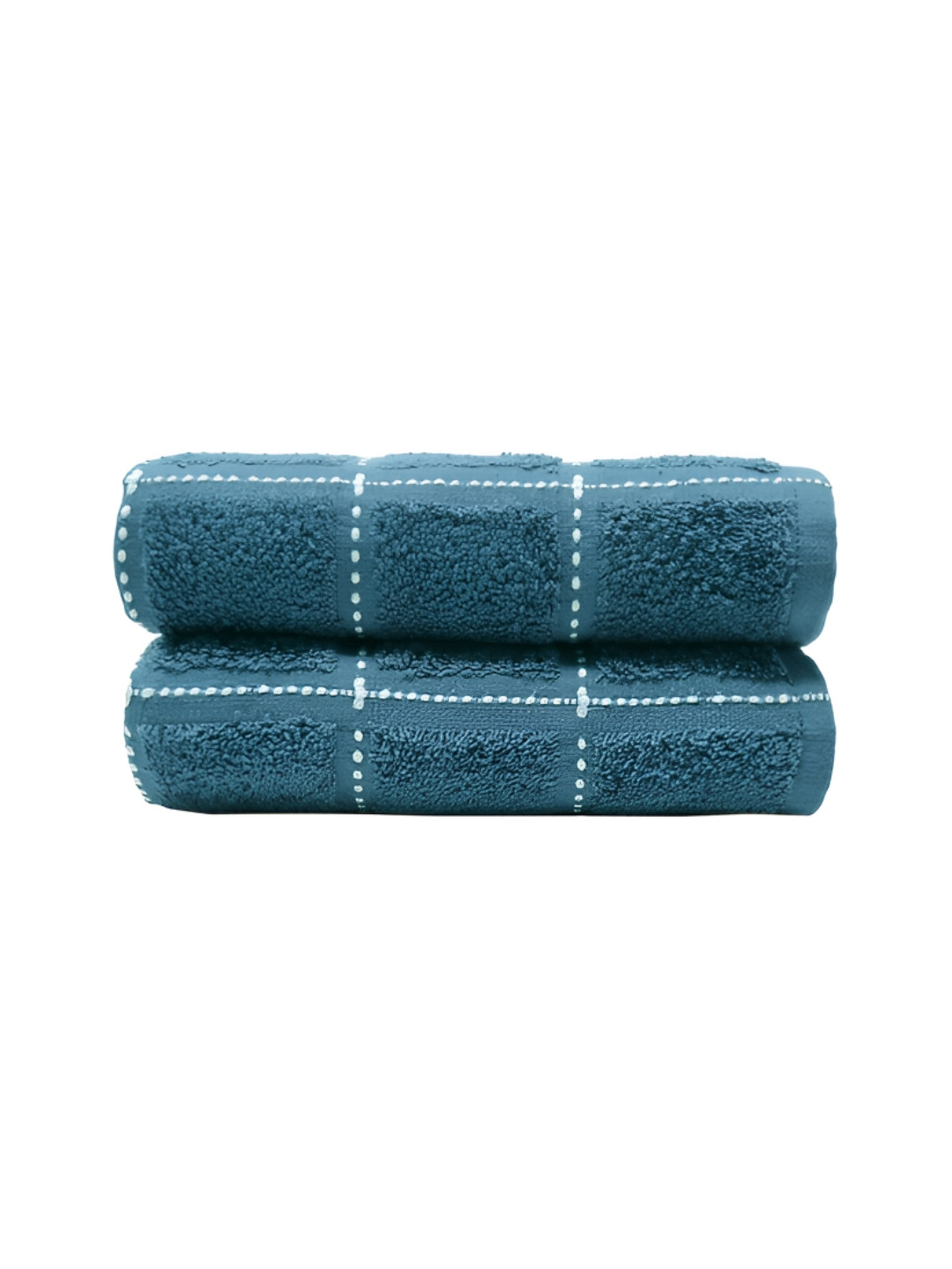 MYTRIDENT 2-Pcs Blue Patterned Pure Cotton Hand Towel