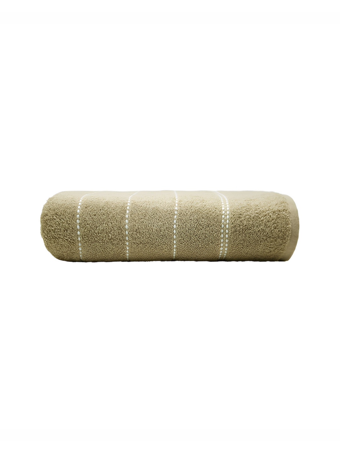 MYTRIDENT Khaki & White Striped Cotton 400 GSM Bath Towel