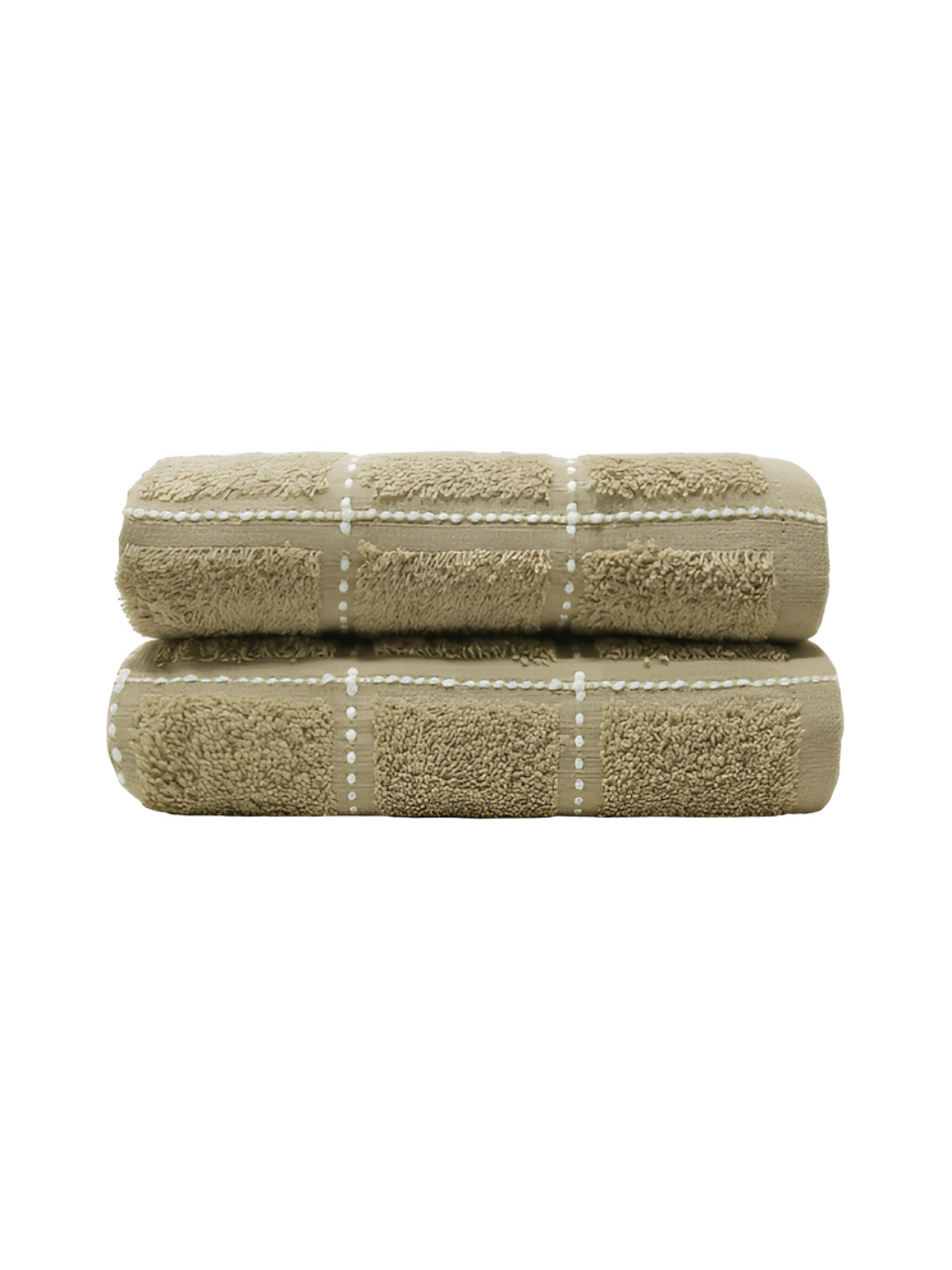 MYTRIDENT 2-Pcs Khaki Patterned Pure Cotton Hand Towel