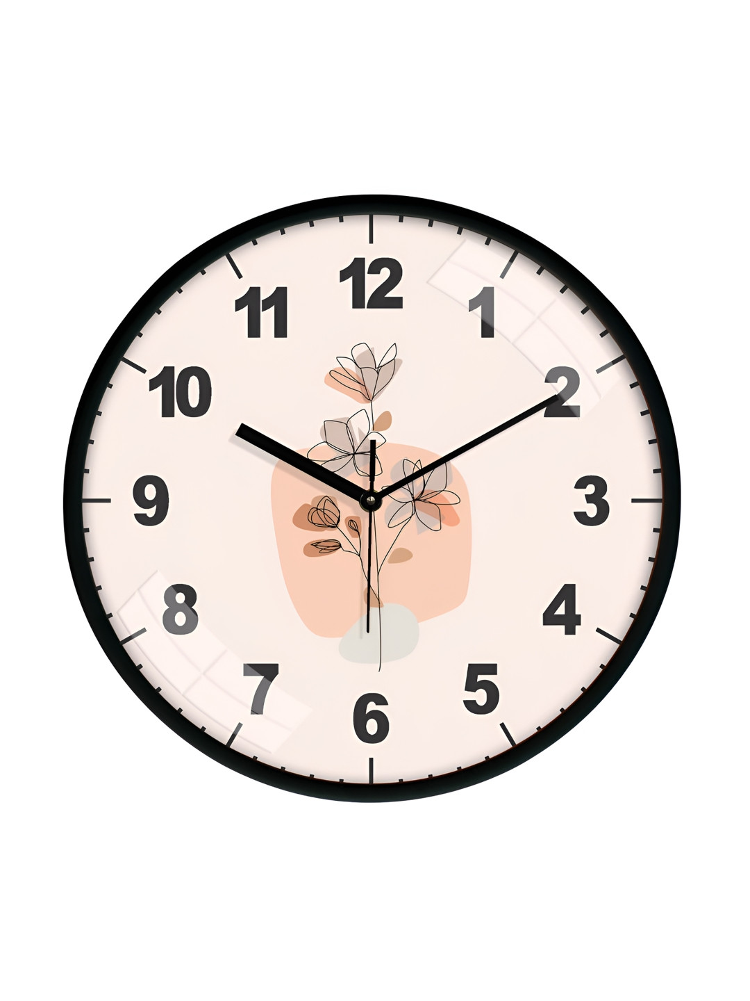 RANDOM Black Plastic Ultra Clear Glass Round Battery Analogue Wall Clock-30cm