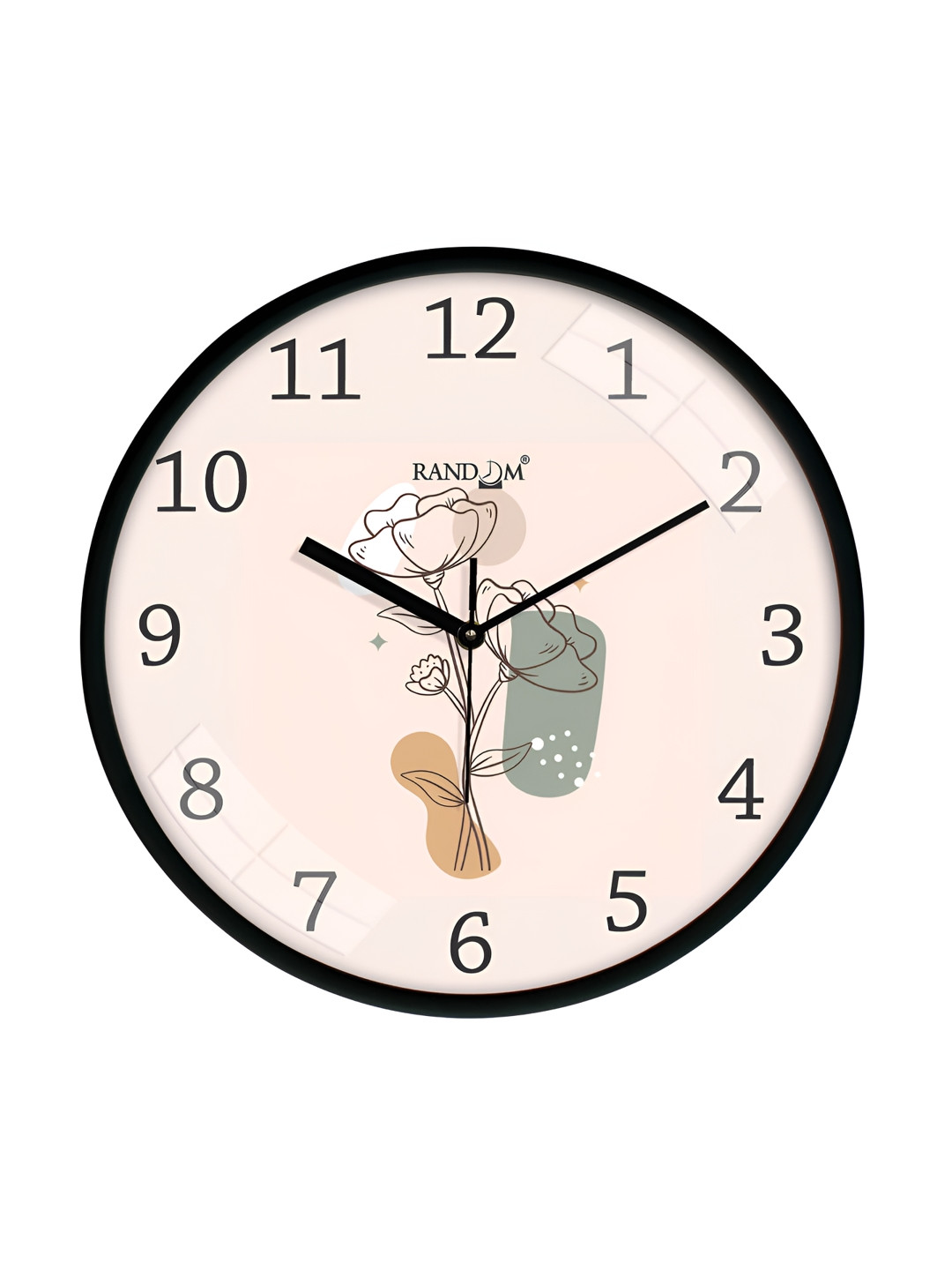 RANDOM Black Plastic Ultra Clear Glass Round Battery Analogue Wall Clock-30cm