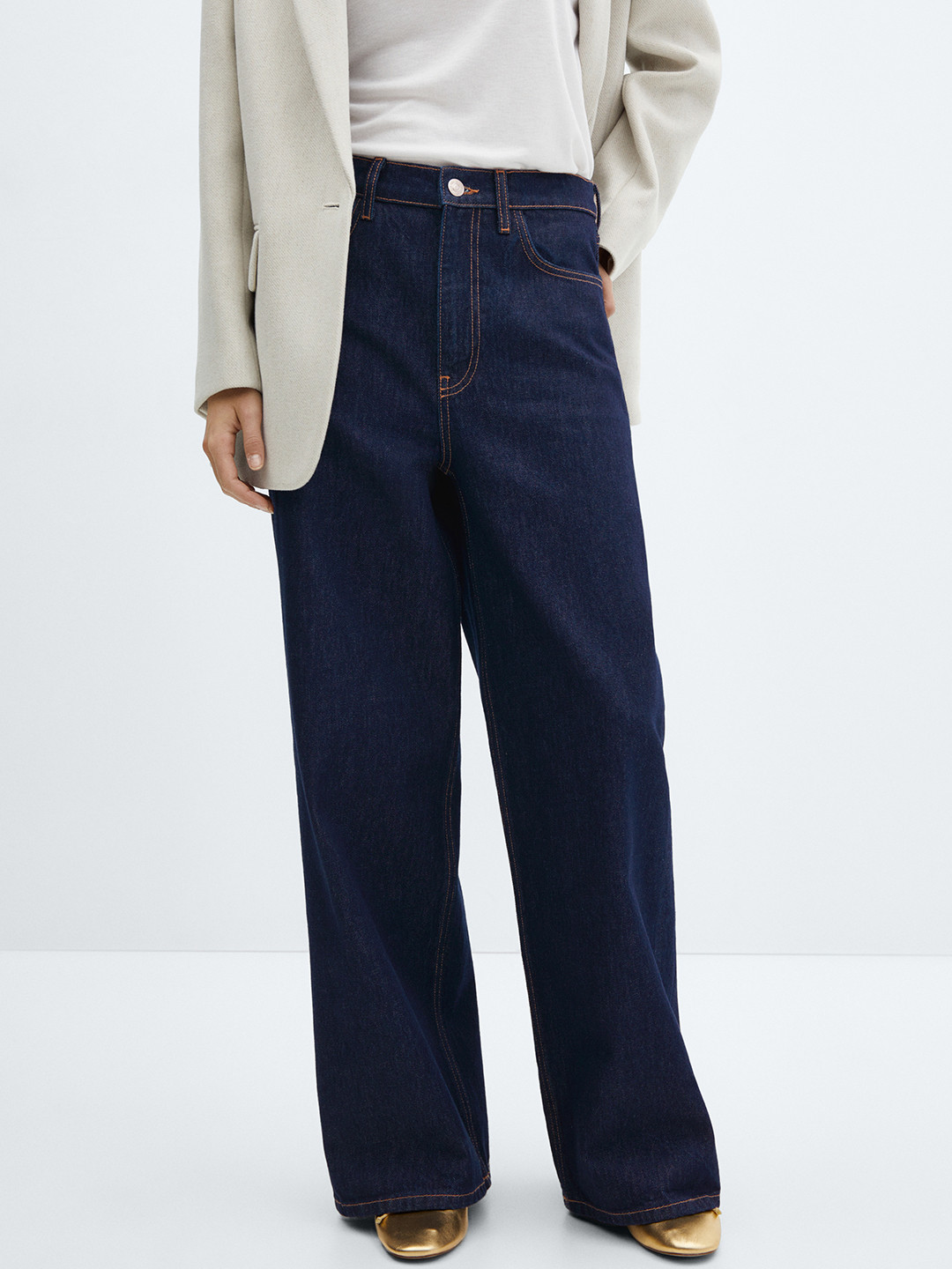 MANGO Wide Leg Pure Cotton Stretchable Jeans