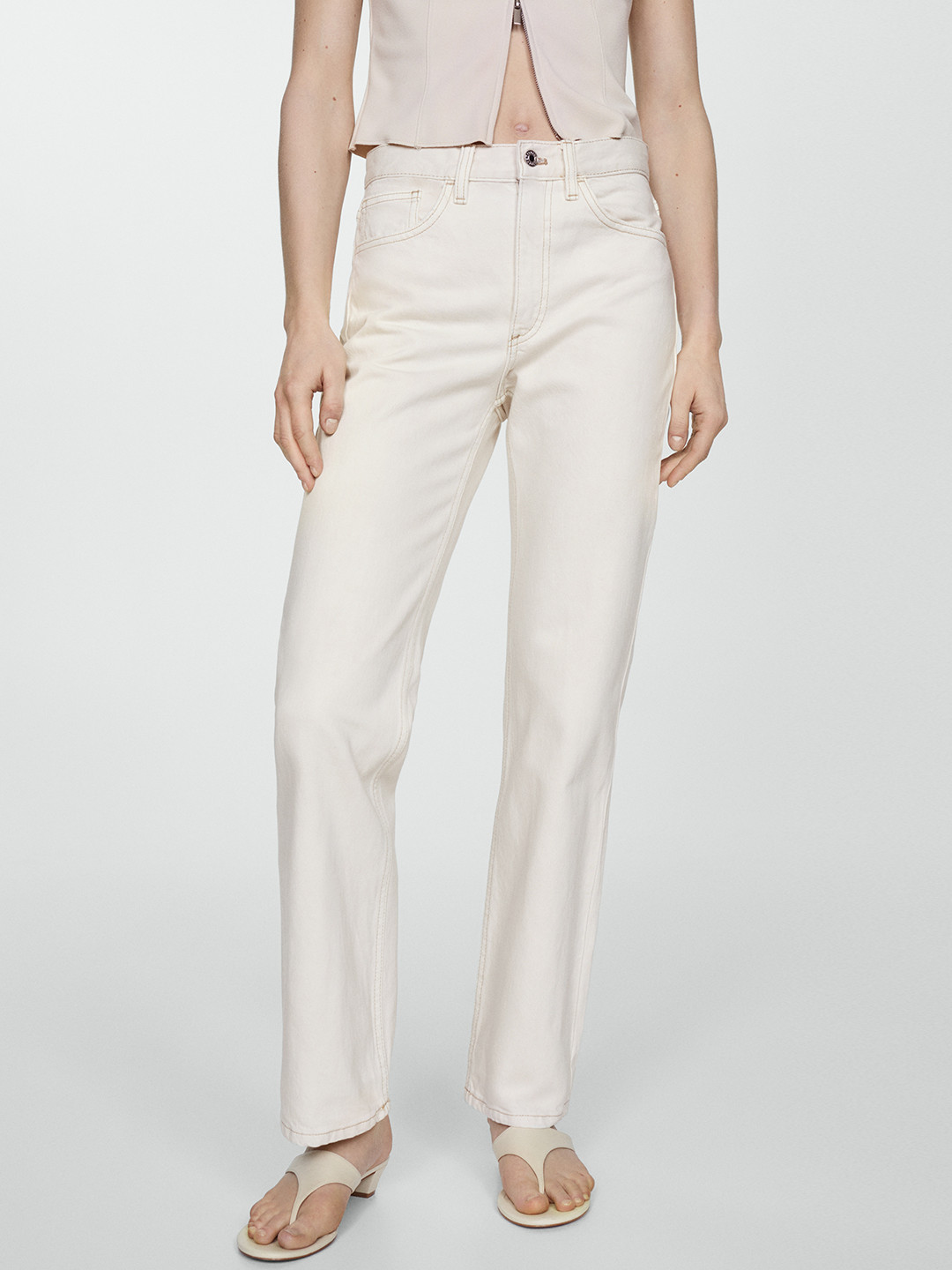 MANGO Pure Cotton Straight Jeans