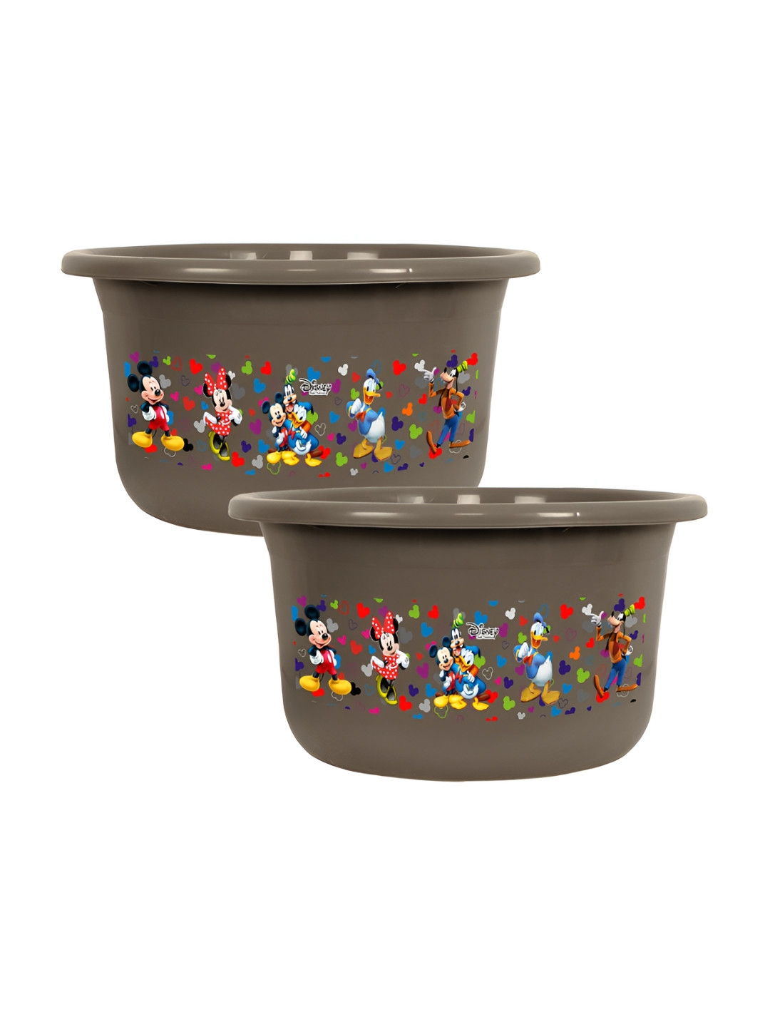 Kuber Industries 2 Pcs Brown Printed Round Baby Bath Tub - 25 L