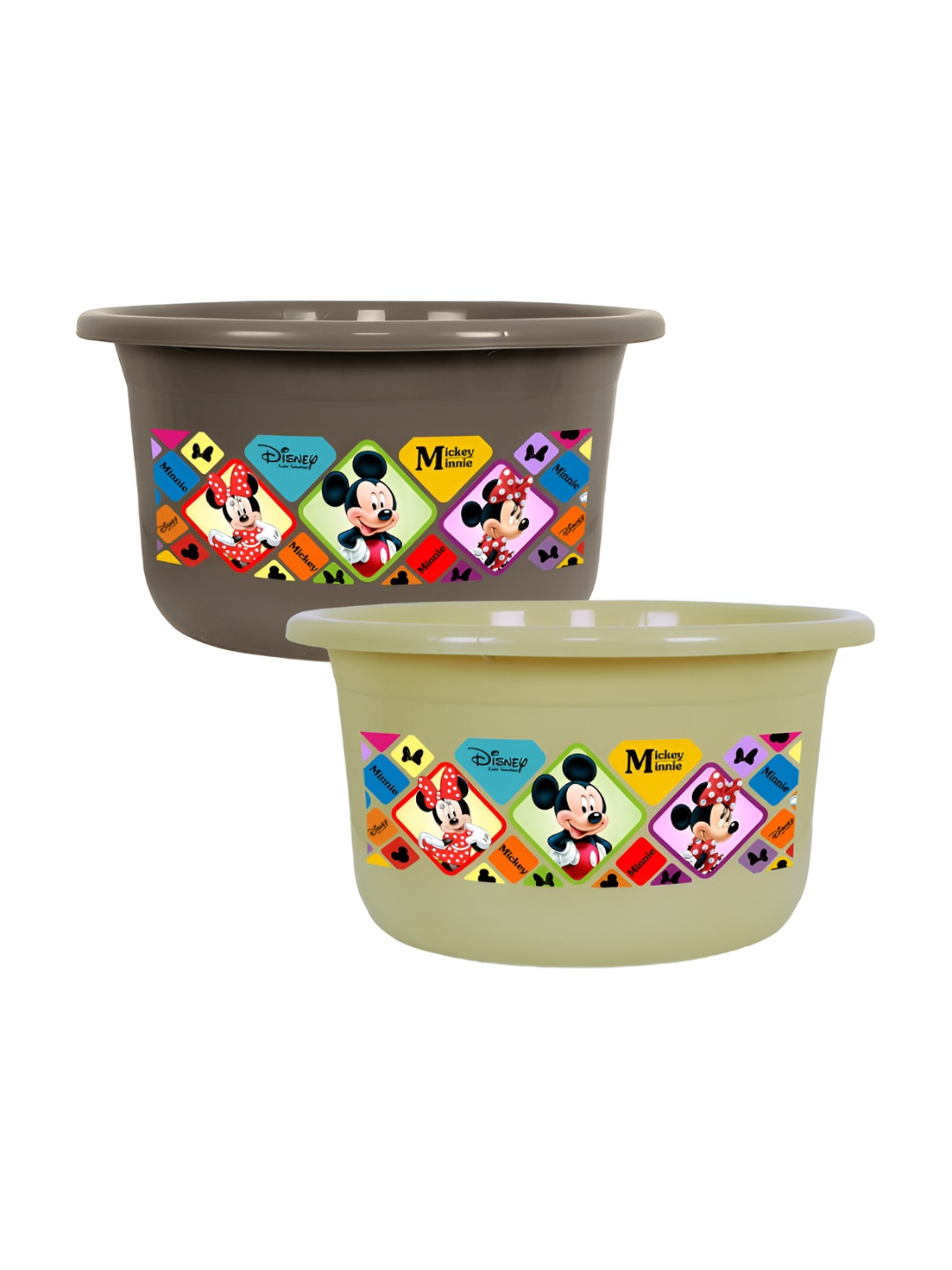 Kuber Industries Set Of 2 Mickey Mouse & Minnie Mouse Printed Versatile Bath Tubs