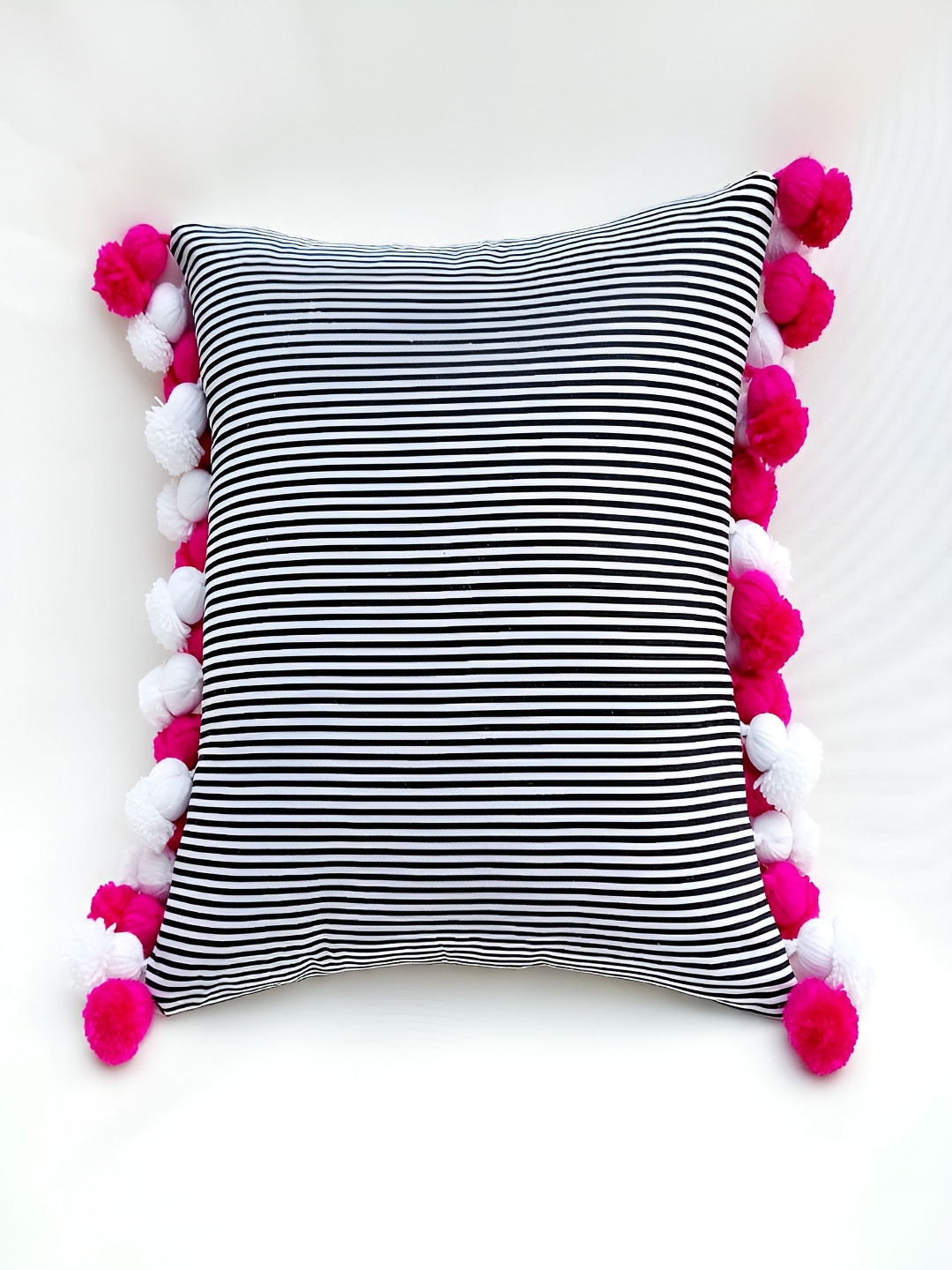 THROWPILLOW Black Striped Polyester Fade Resistant Textured Cushion Cover -20x20In