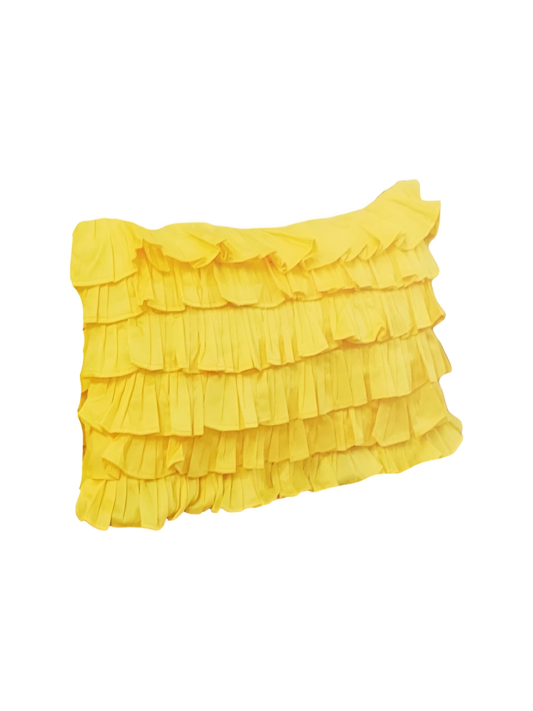 THROWPILLOW Yellow Ruffled Rectangle Cushion Cover
