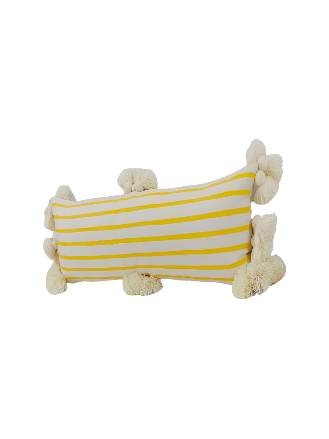 THROWPILLOW Yellow Striped Polyester Washable Rectangle Cushion Covers - 12 x 24 In