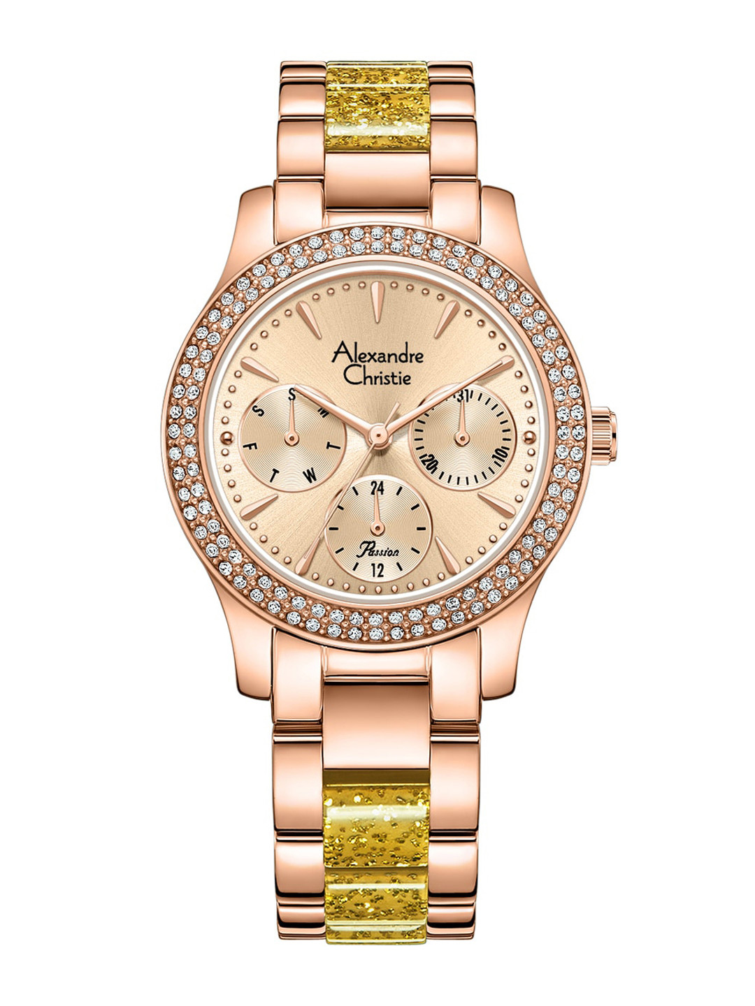 Alexandre Christie Women Embellished Bracelet Style Straps Analogue Watch 2932BFBRGLNLO