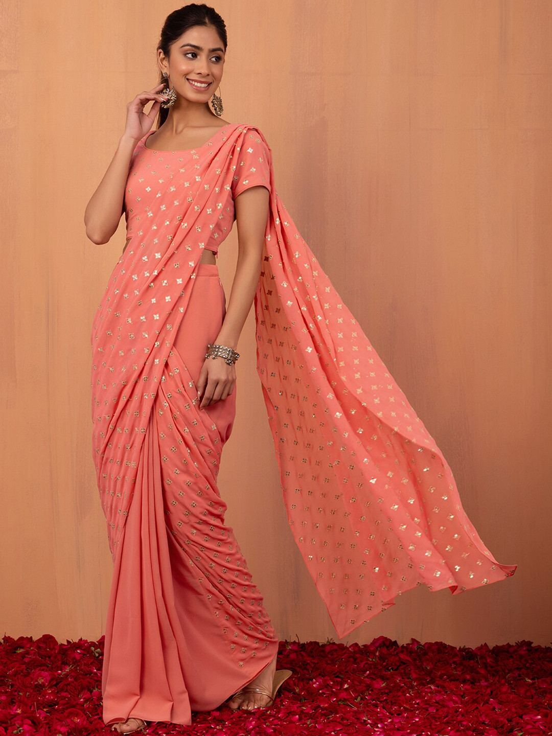 INDYA Boota Embroidered Ready To Wear Saree
