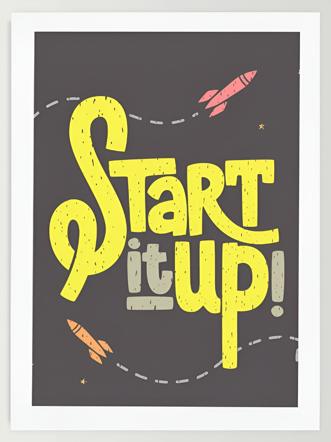 DecorTwist Grey & White Motivational Thoughts Printed Poster Framed Wall Art