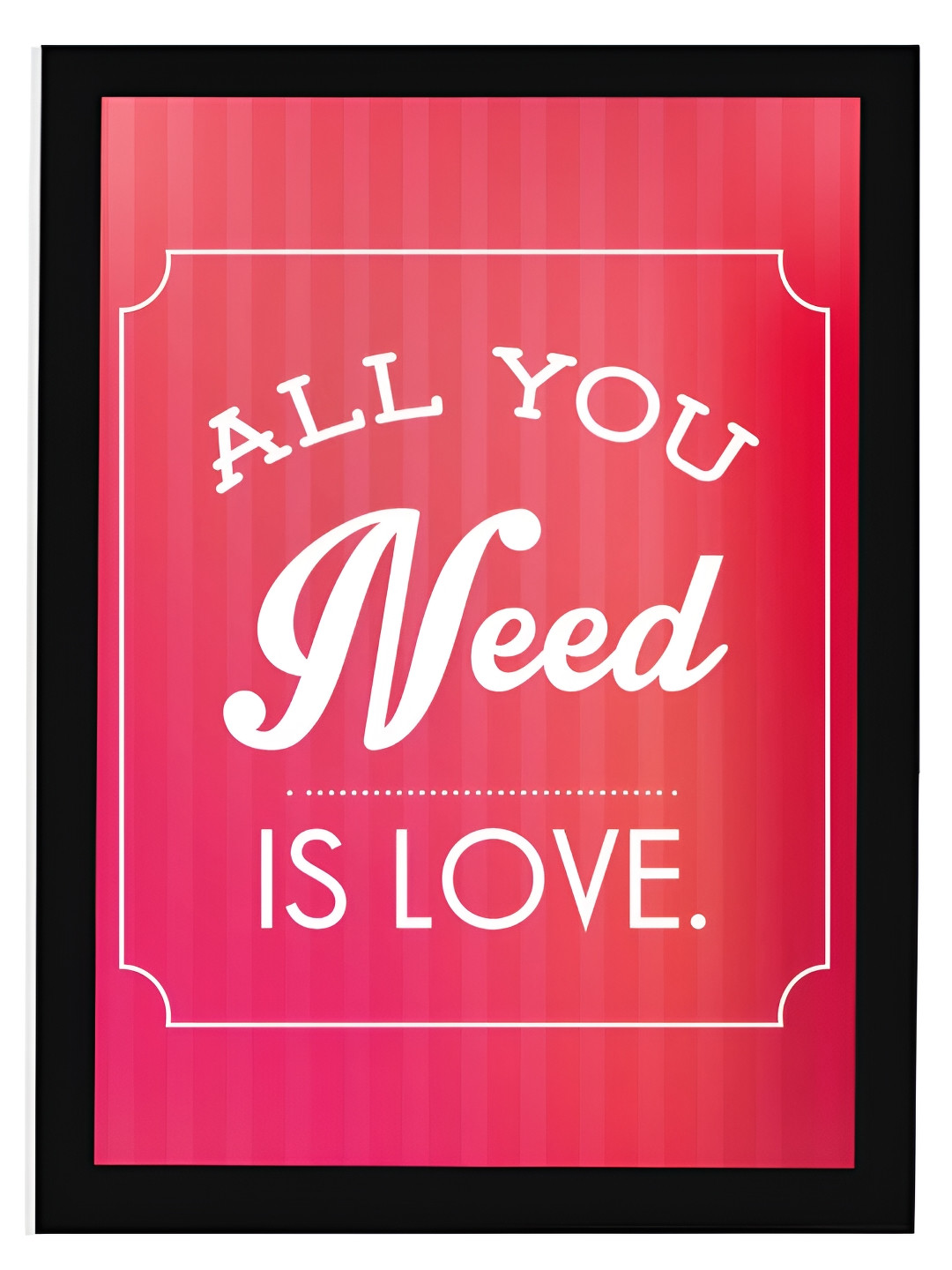 DecorTwist Pink & Black Romantic Quotes Printed Poster Framed Wall Art