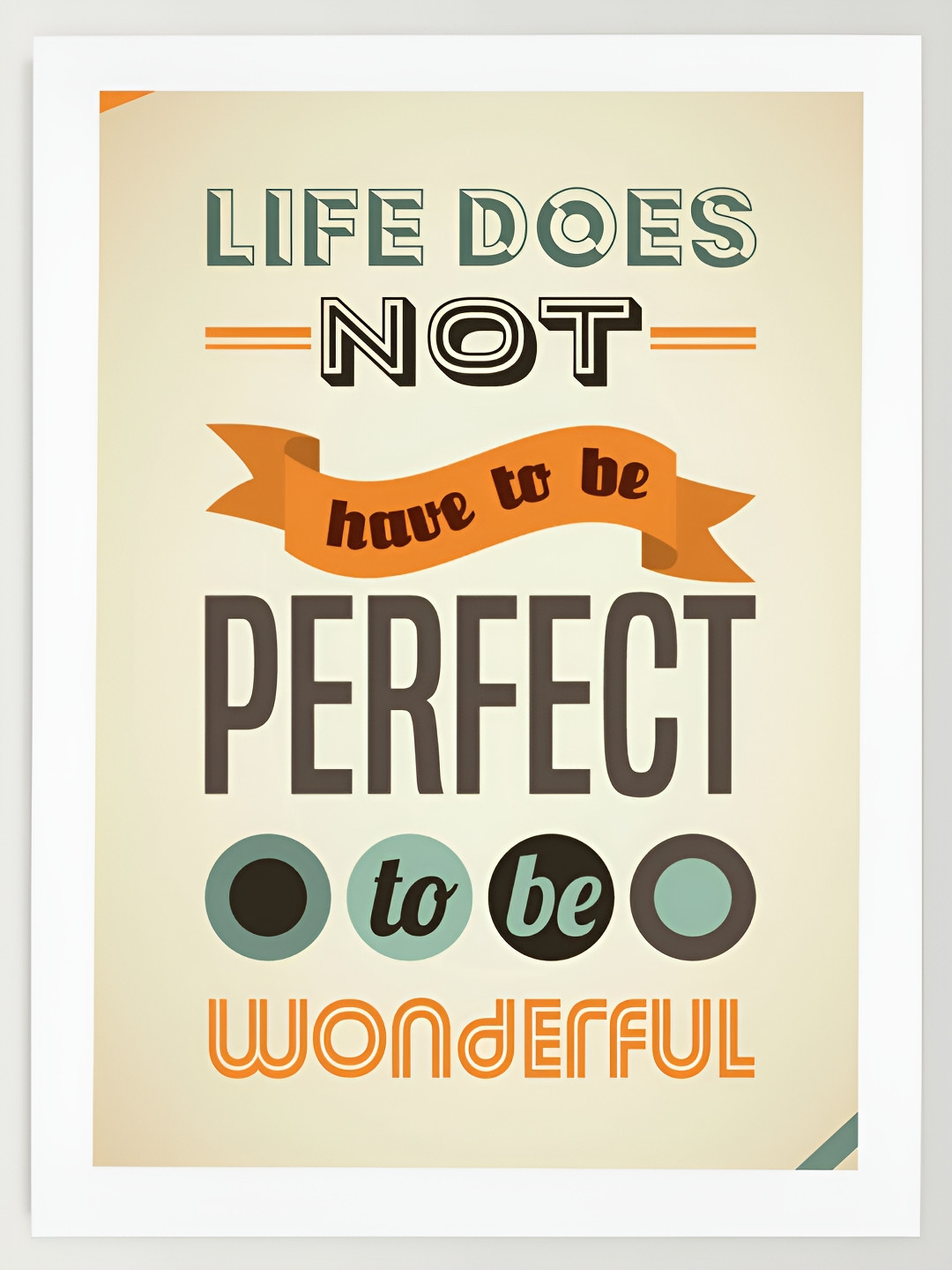 DecorTwist Beige & White Motivational Quotes Printed Poster Framed Wall Art