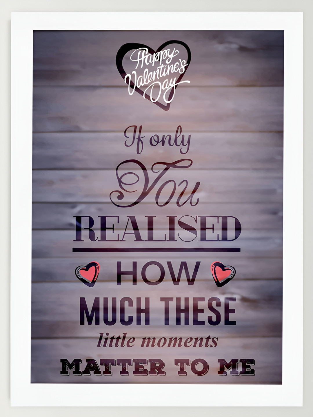 DecorTwist White & Purple Romantic Quotes Printed Poster Framed Wall Art