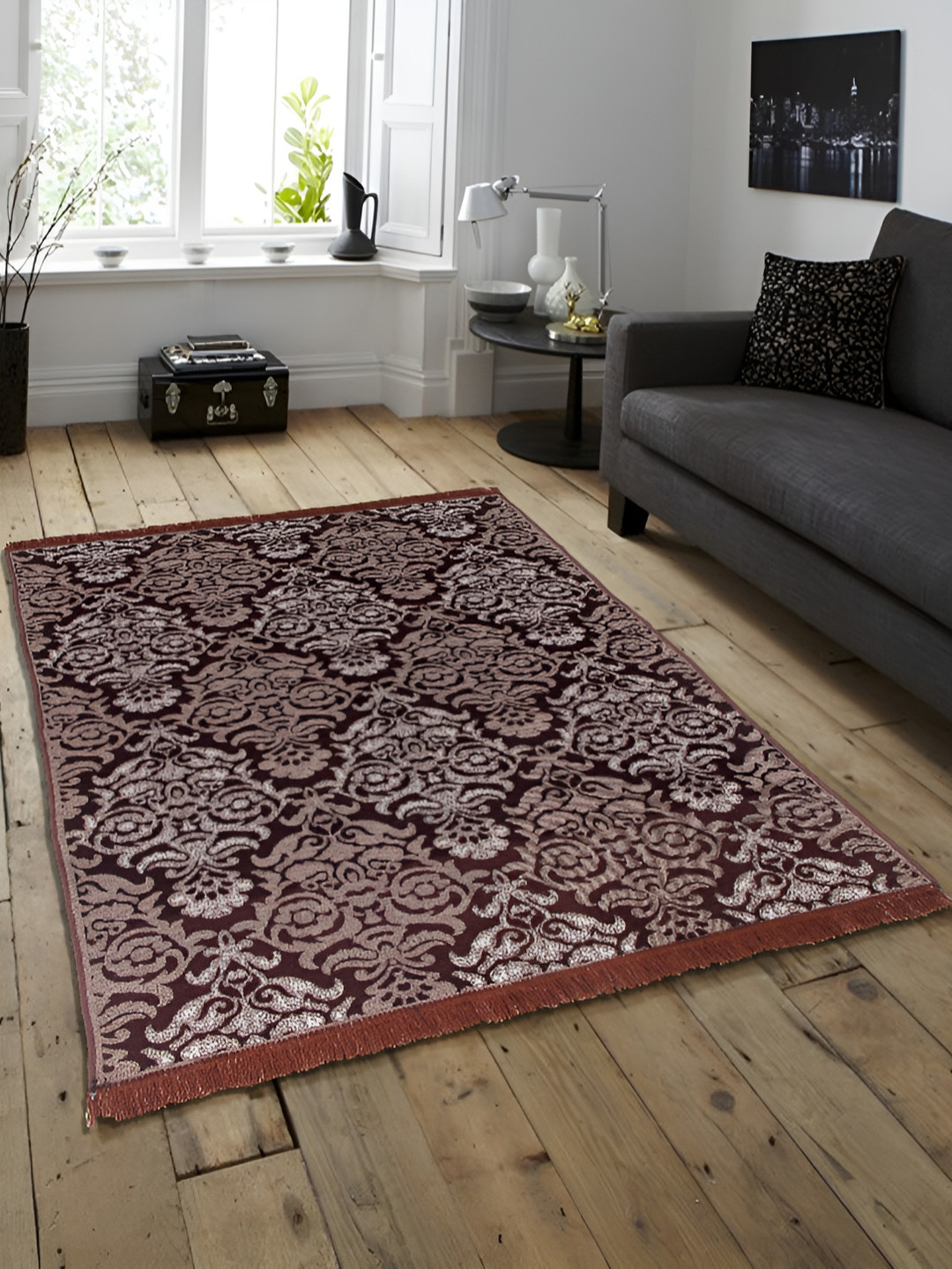 ZESTURE Brown Abstract Carpet