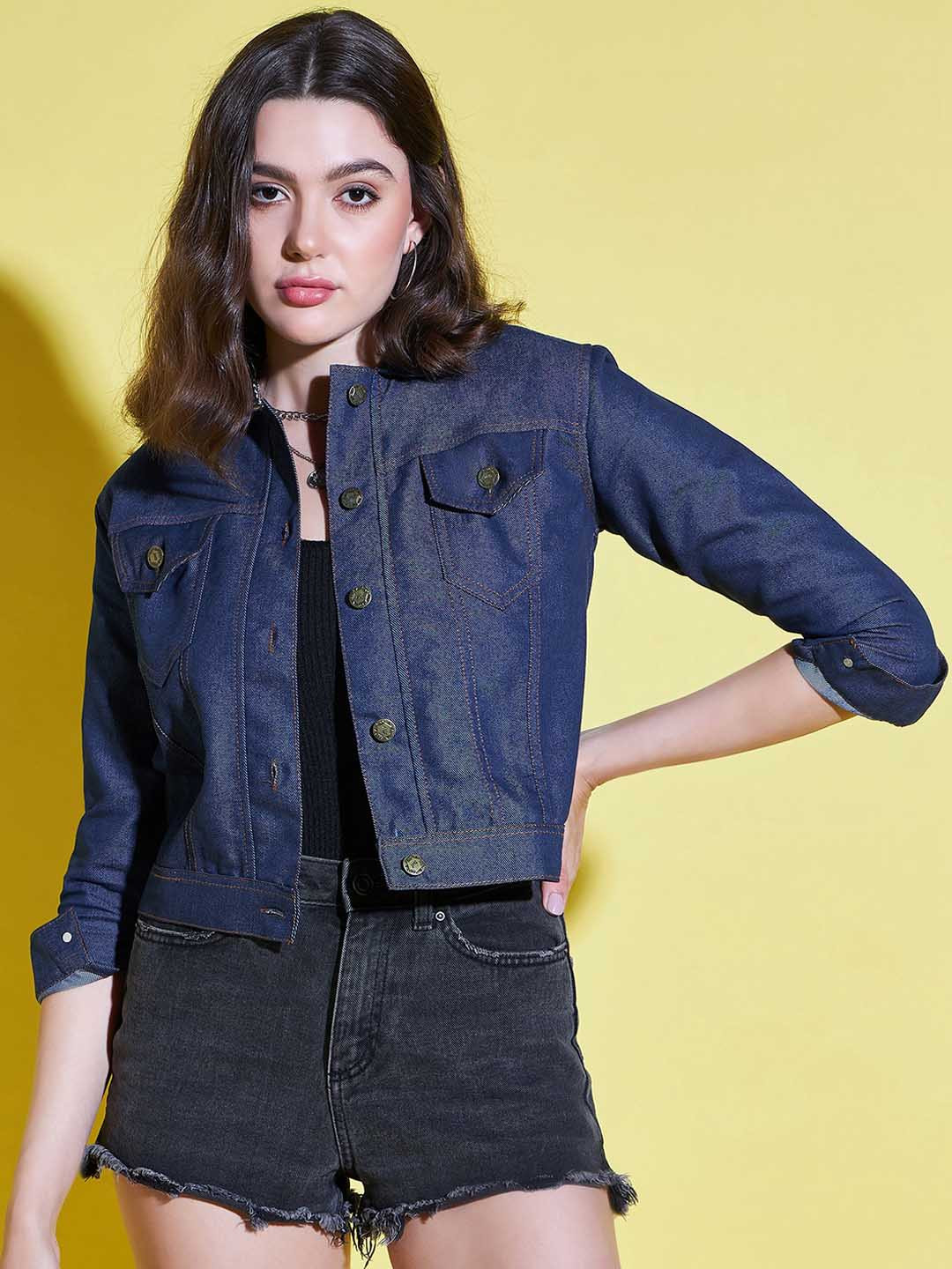 BUY NEW TREND Lightweight Crop Denim Jacket