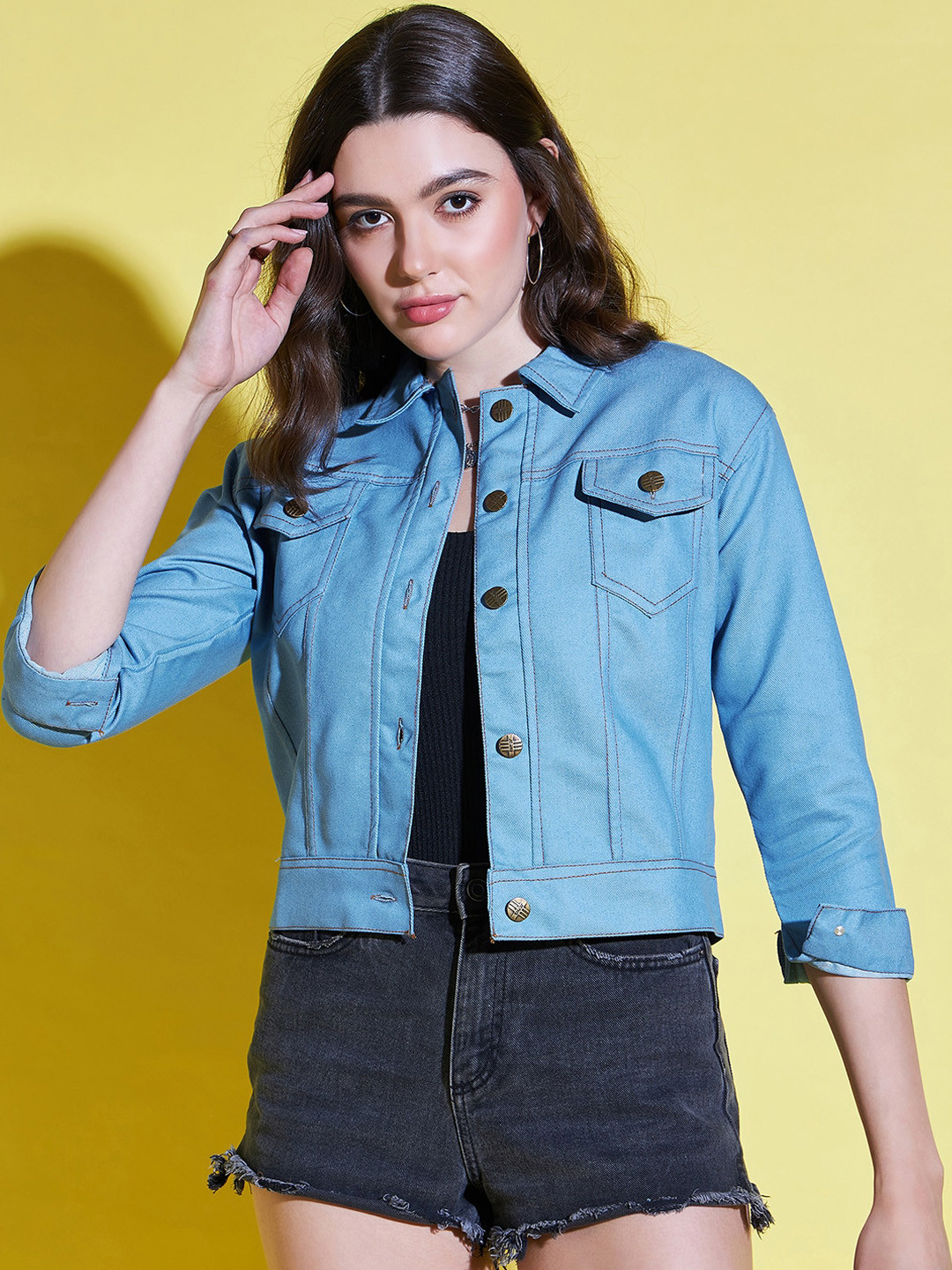 BUY NEW TREND Lightweight Crop Denim Jacket