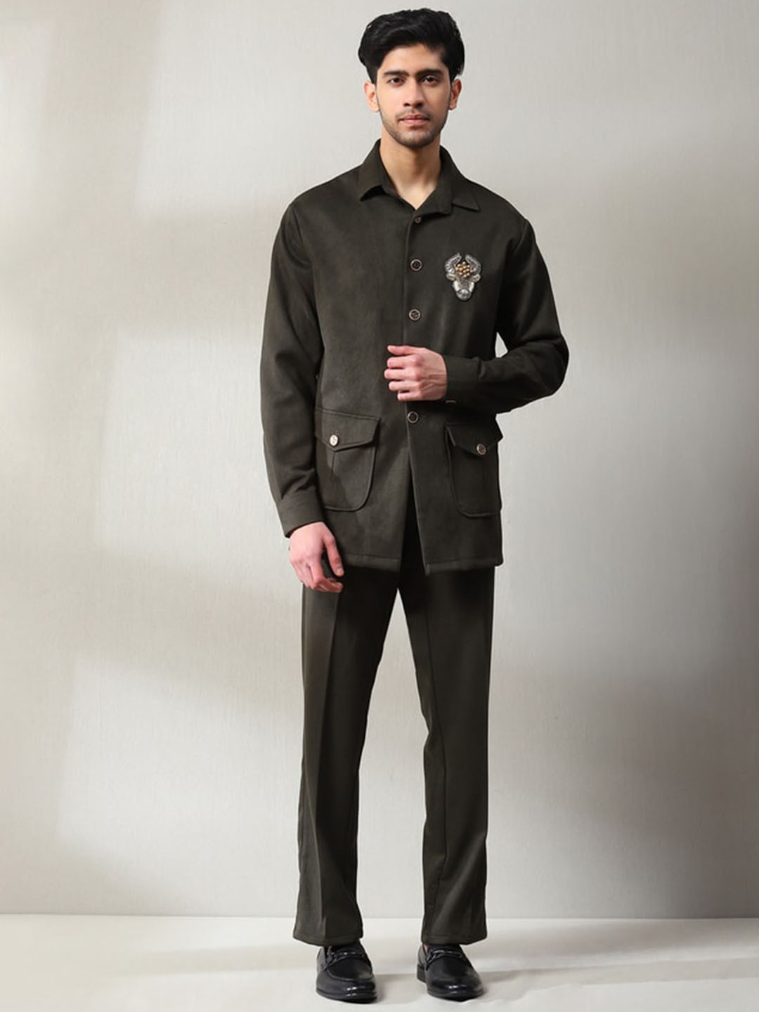 Soniya g Shirt-Collar Corduroy Velvet Shirt With Trouser Co-Ords