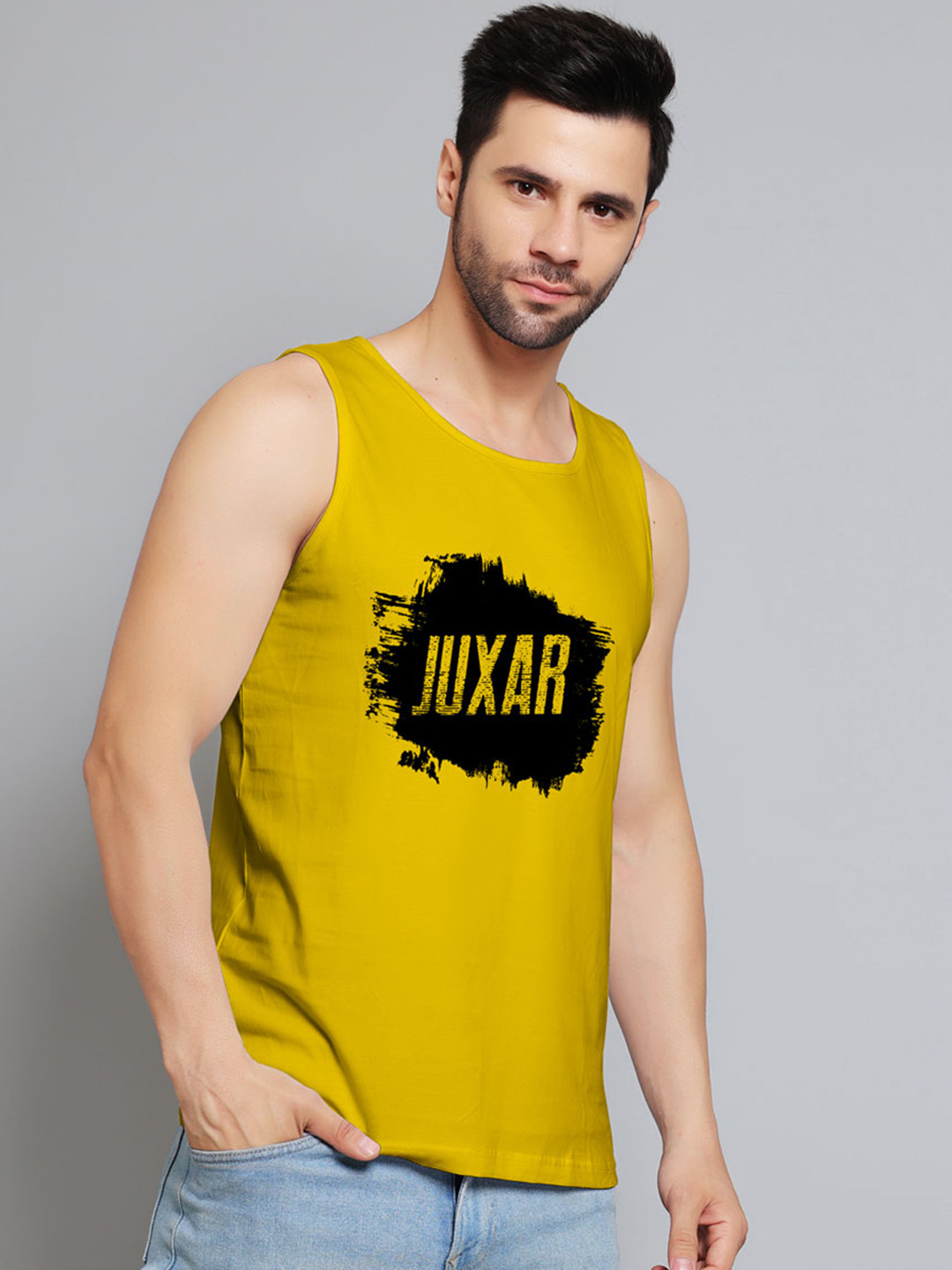 Juxar Juxer Printed Cotton Gym Vest JXR-072SAN-YL-XS