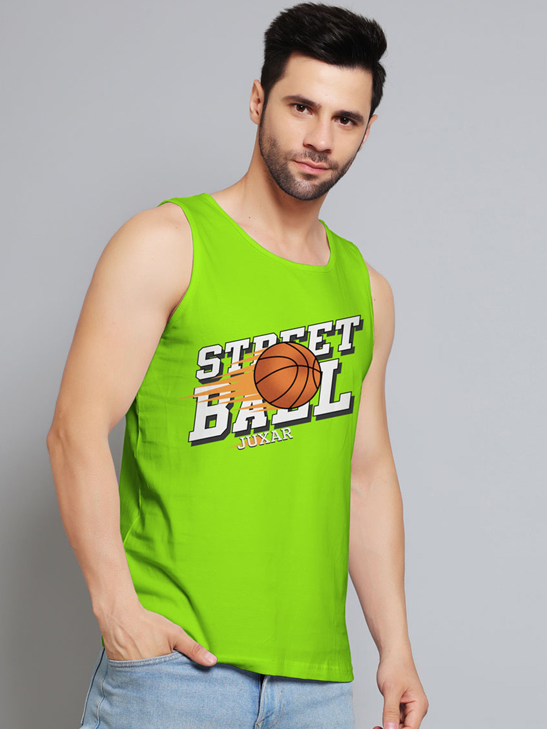 Juxar Printed Cotton Innerwear Vests JXR-097SAN-GN-XS