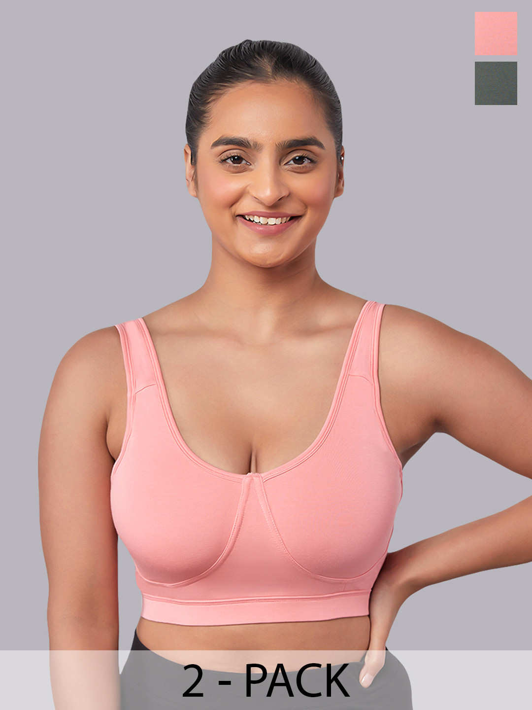 MAASHIE Pack of 2 Slip on Style Athleisure Bra OL-PR
