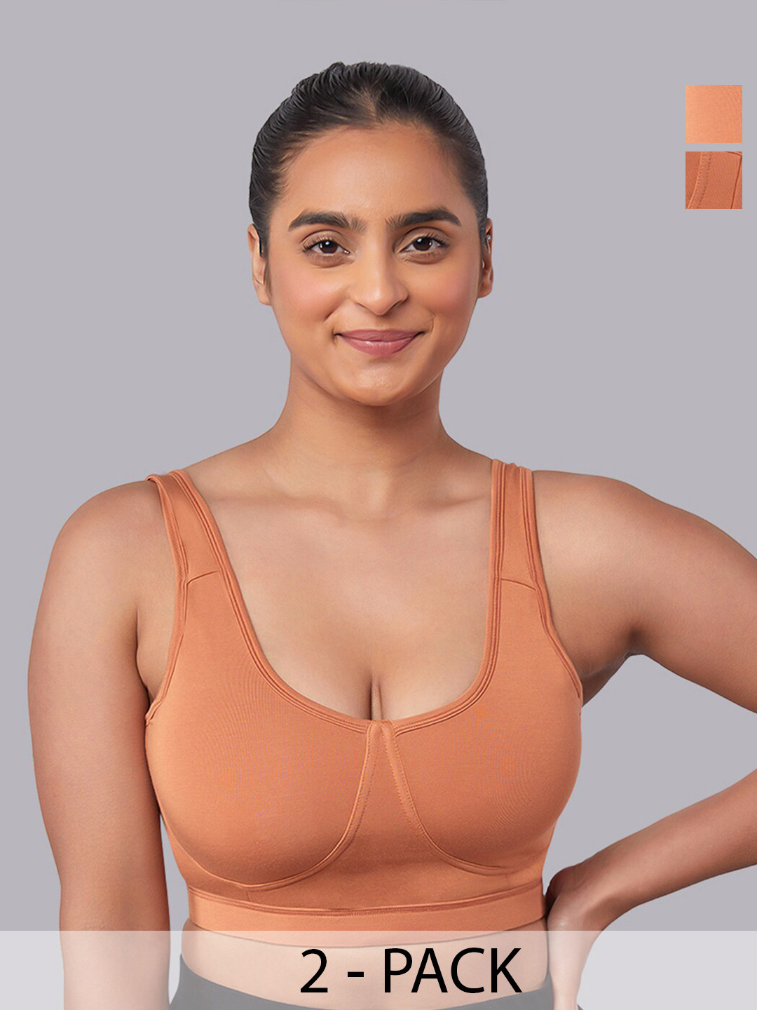 MAASHIE Pack of 2 Slip on Style Athleisure Bra AL-AL