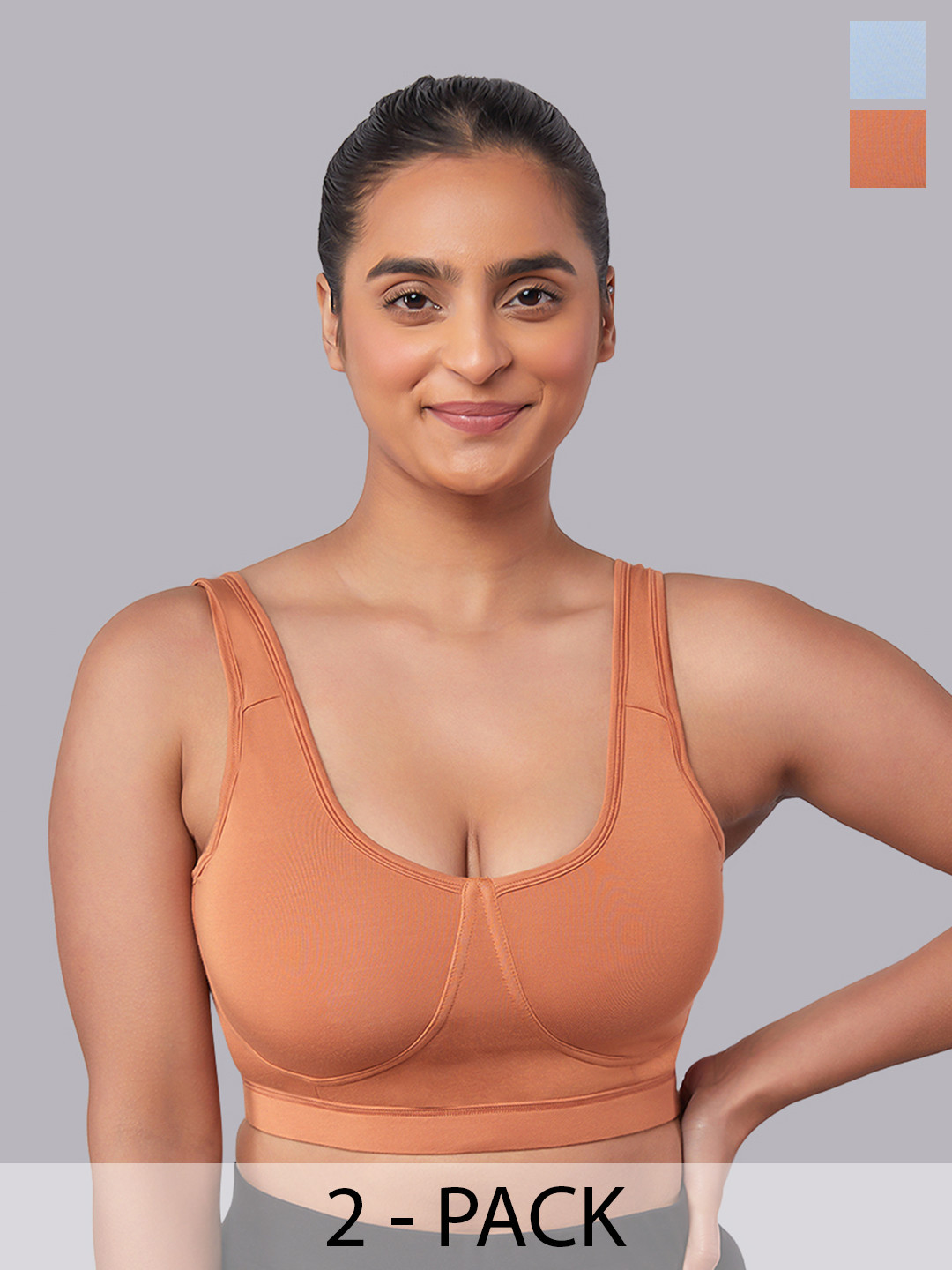 MAASHIE Pack of 2 Slip on Style Athleisure Bra SB-AL