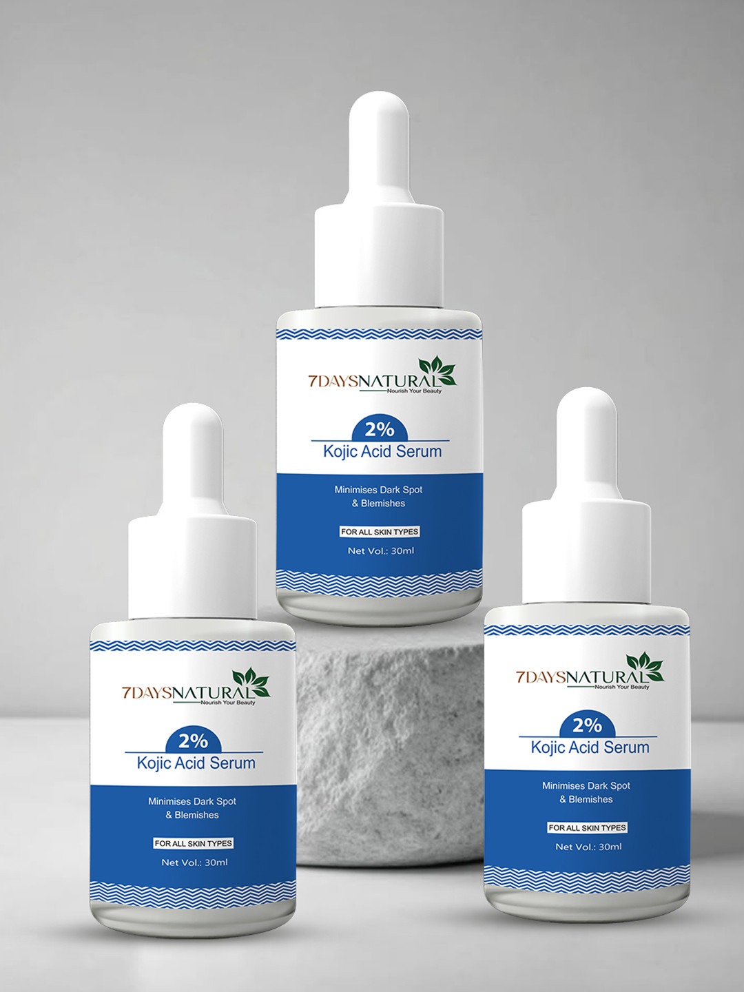 7DAYSNATURAL Natural Set Of 3 2% Kojic Acid Face Serum With Niacinamide - 30ml Each